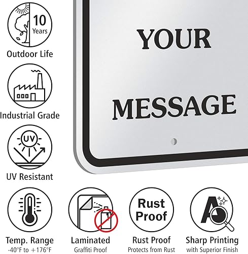 Miniatura 6 de SmartSign Letrero de metal personalizado con texto en inglés "Add Your Own Message, Choose Color" de 18 x 12 pulgadas, aluminio de 63 mil, material