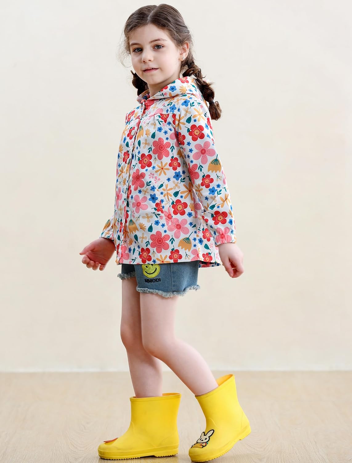 Toddler Rain Jacket Waterproof Hooded Rain Coats for Girls Windbreaker Outwear