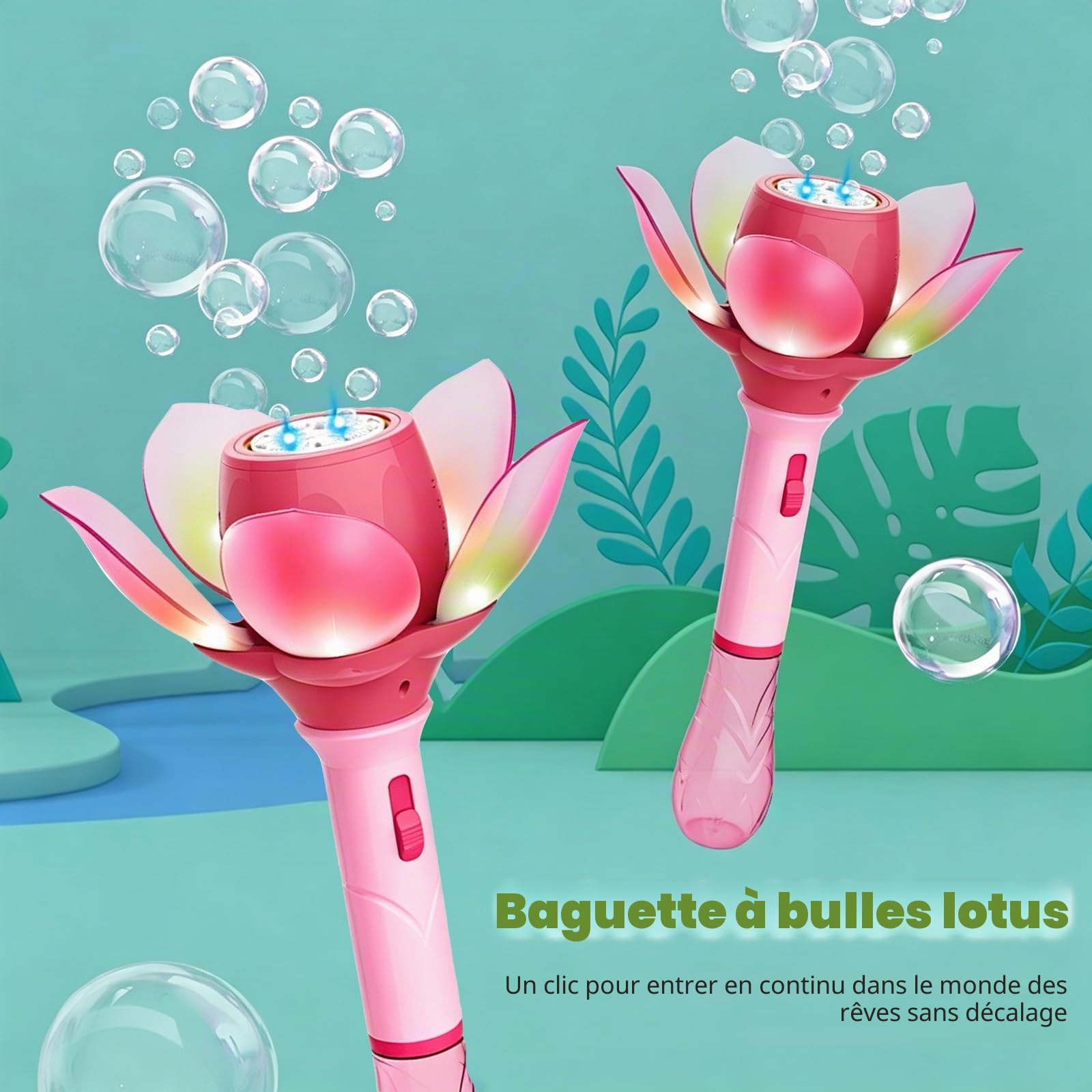 Machine à Bulles Automatique,Baguette à Bulles Fleur Électrique,Fleur de Lotus Machine à Bulle,Pistolet a Bulle,Jouet à Bullesi Portable,pour Extérieur/Fête/Mariage