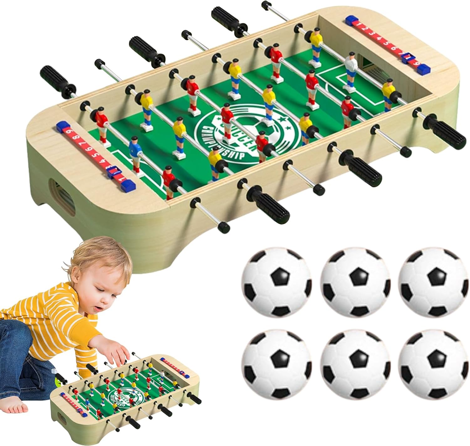 Interactive Soccer Table, Desktop Football Board, Kids Game with Manual Score Feature, Compact Set with Durable Build, Game Toy, Tabletop for Thanksgiving and Party