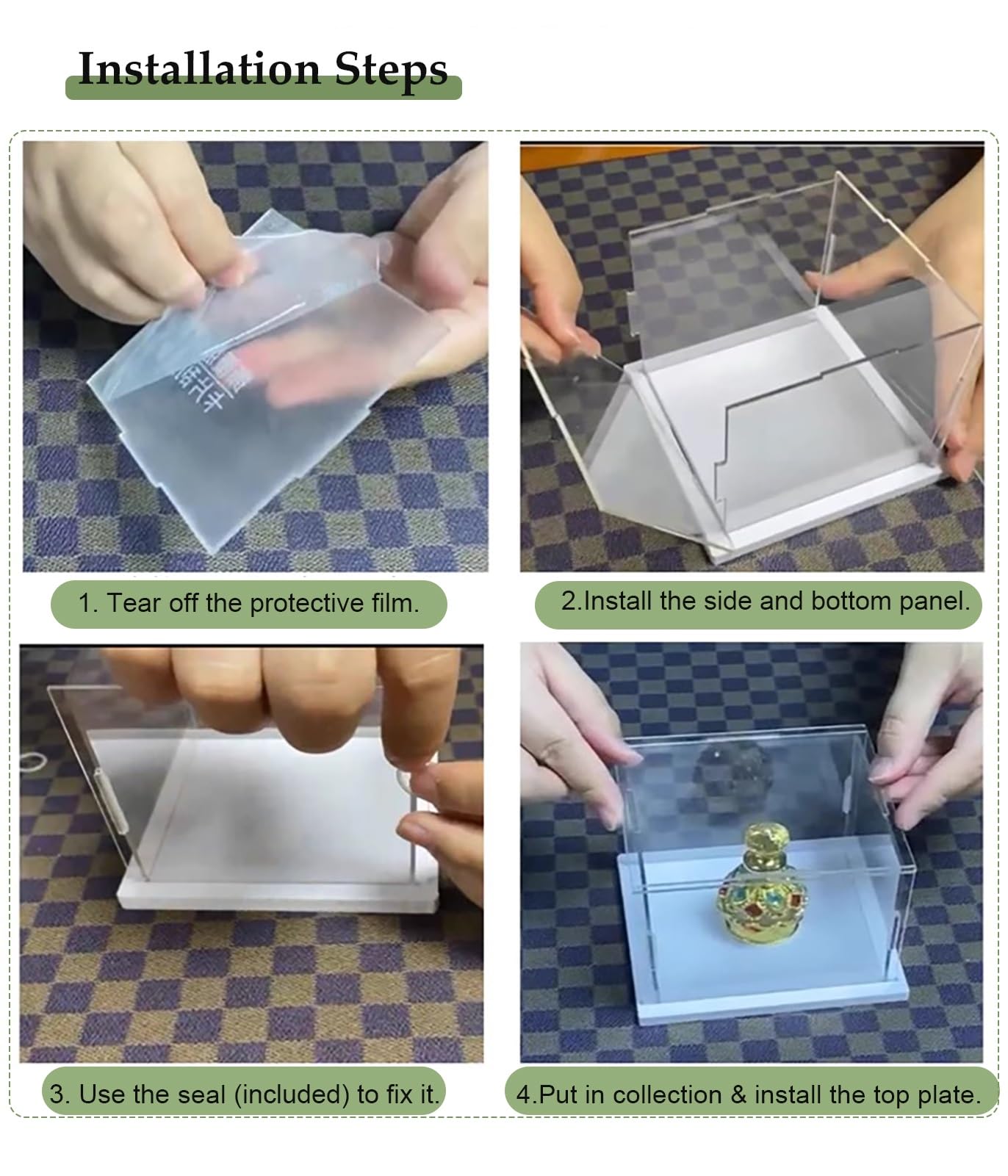 Vitrina Vitrina de Plástico Transparente para Escritorio, Vitrina de Acrílico con Cubierta Antipolvo y Base de PVC, Expositor Transparente para Proteger Objetos de Colección.(20x25x30cm(8"x10"x12"))