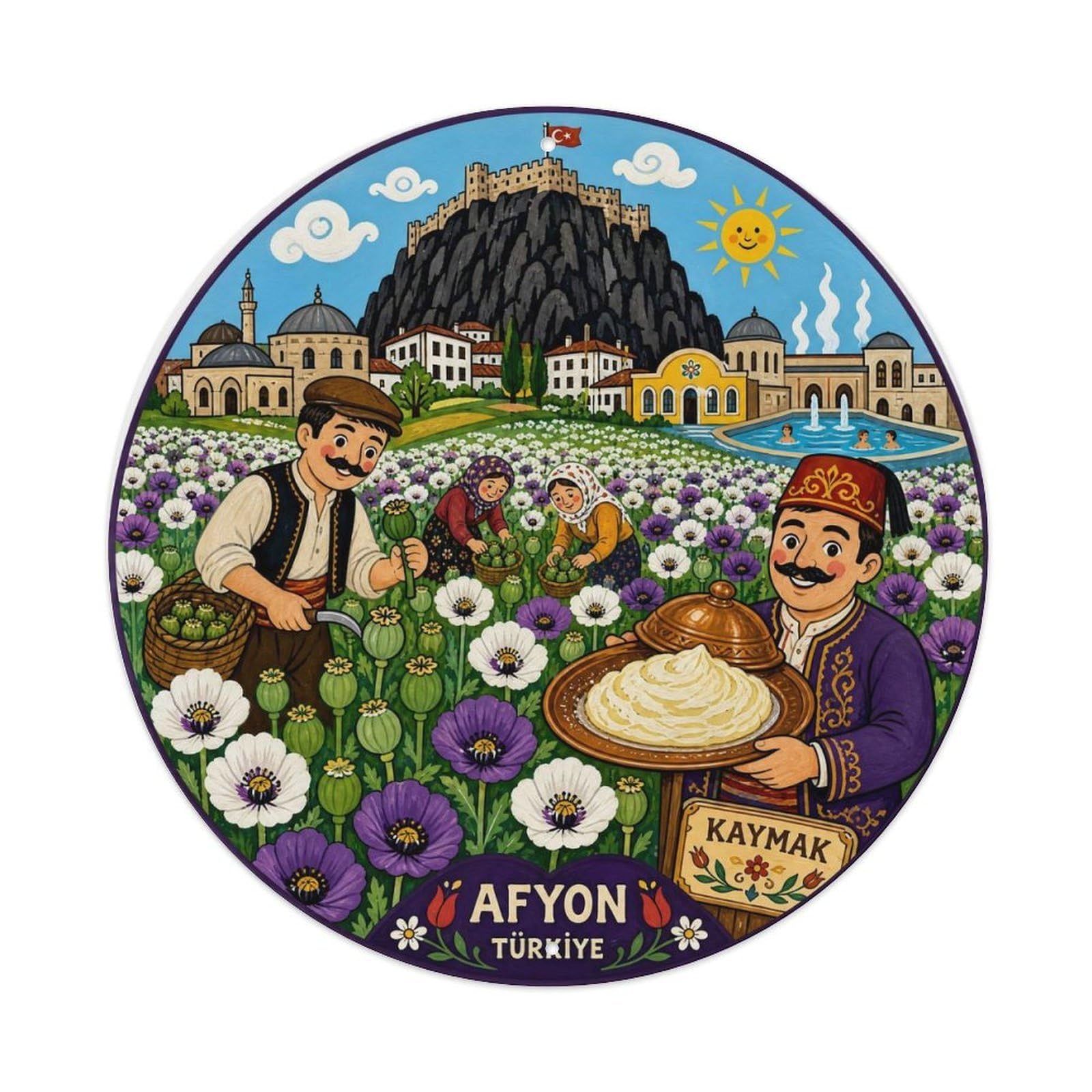 Afyon Kaymak Turkish Dessert Cuisine Folk Style Metal Tin Sign