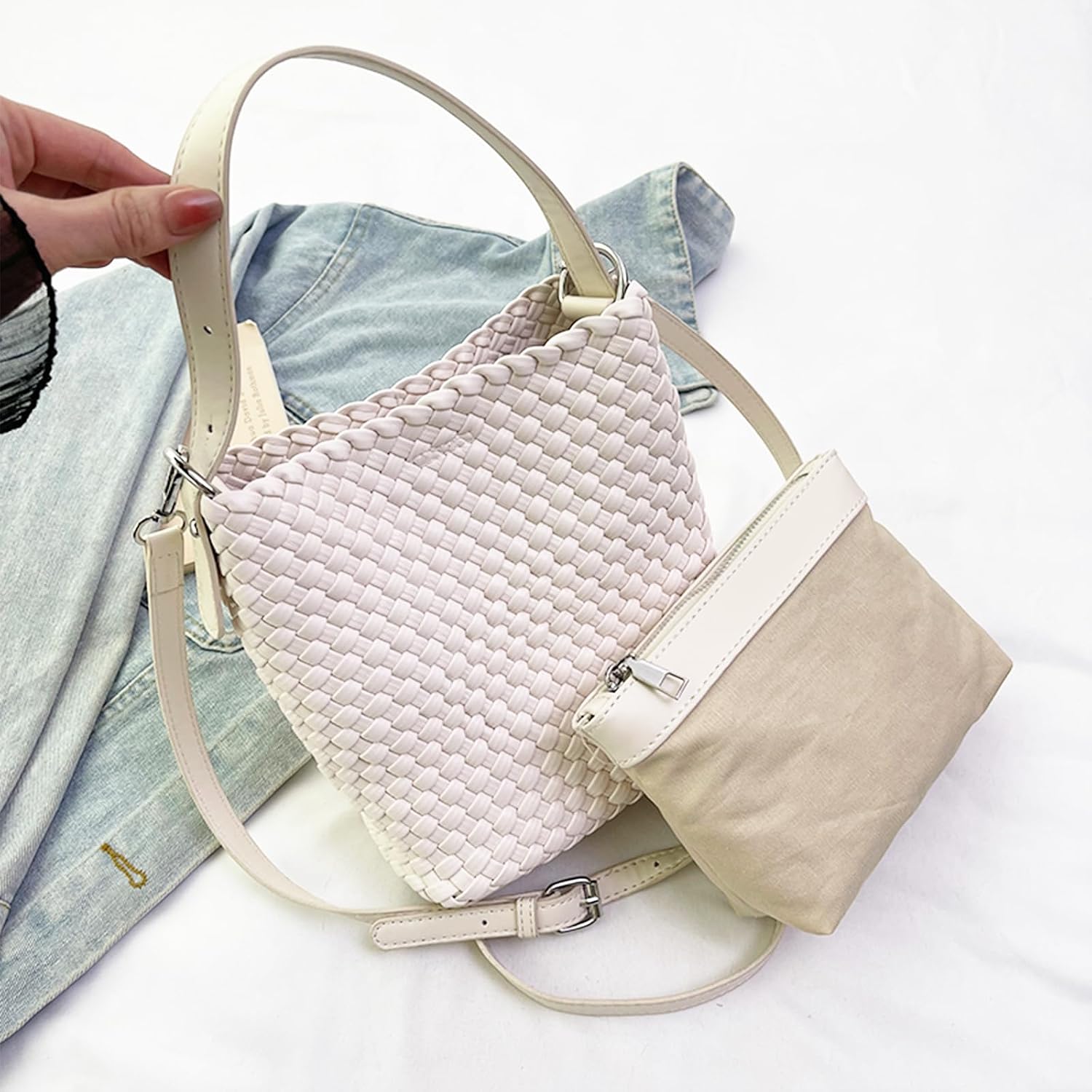 NAARIIAN Women's Woven Purse,Small PU Tote Handbag,Trendy Crossbody Hobo Shoulder Everyday Bag for Travel,Shopping,Work