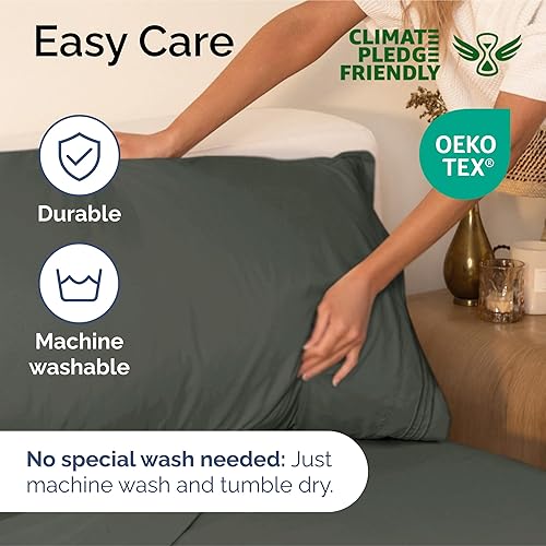Vista 1112 de Juego de sábanas de 4 piezas tamaño king, extrasuaves, transpirables y refrescantes con esquinas profundas, sábanas de fácil ajuste y sin arrugas
