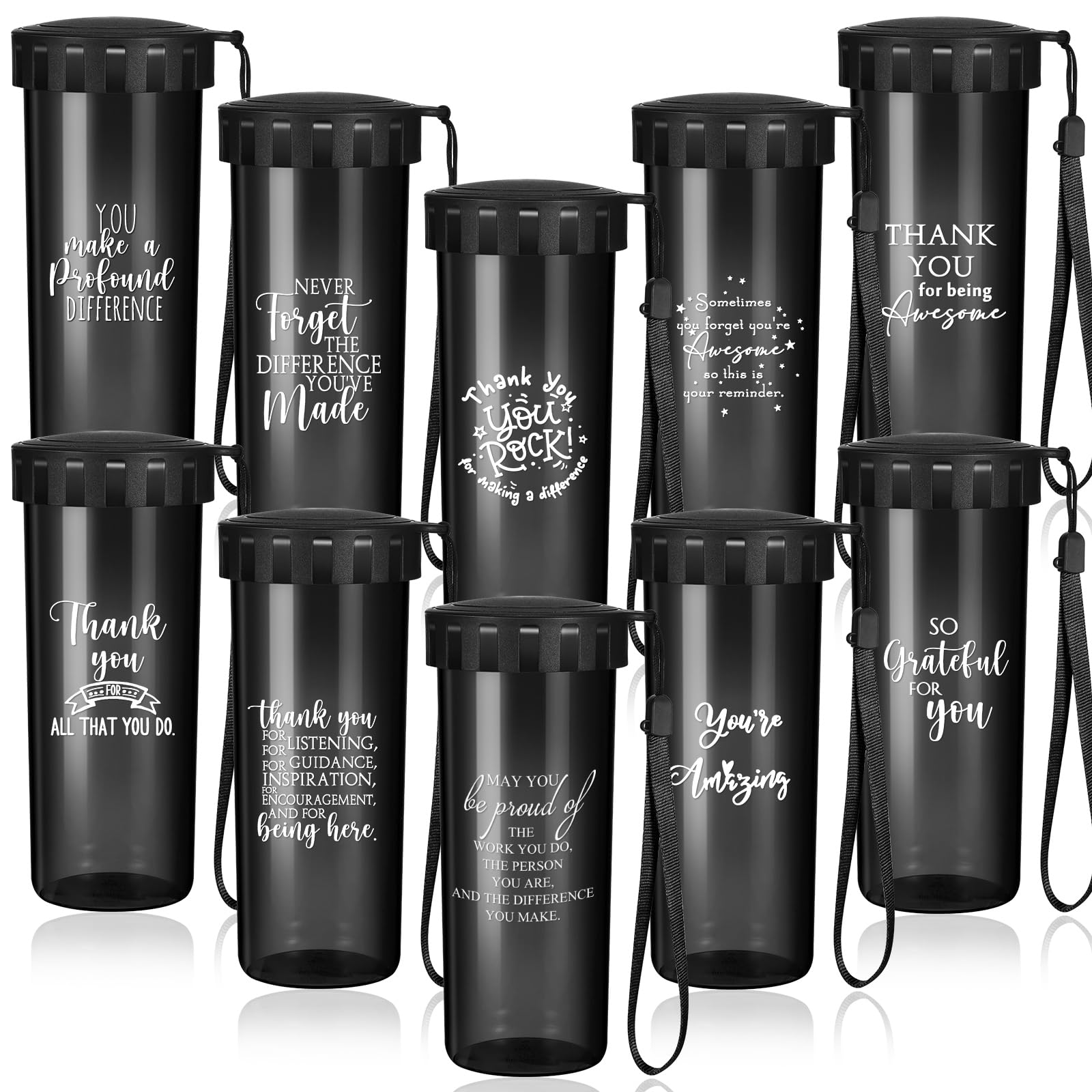 10x Wasserflaschen Mit Motivierenden Aufdrucken – 425 Ml, Große Öffnung, Für Mitarbeiter, Teams, Geschenke