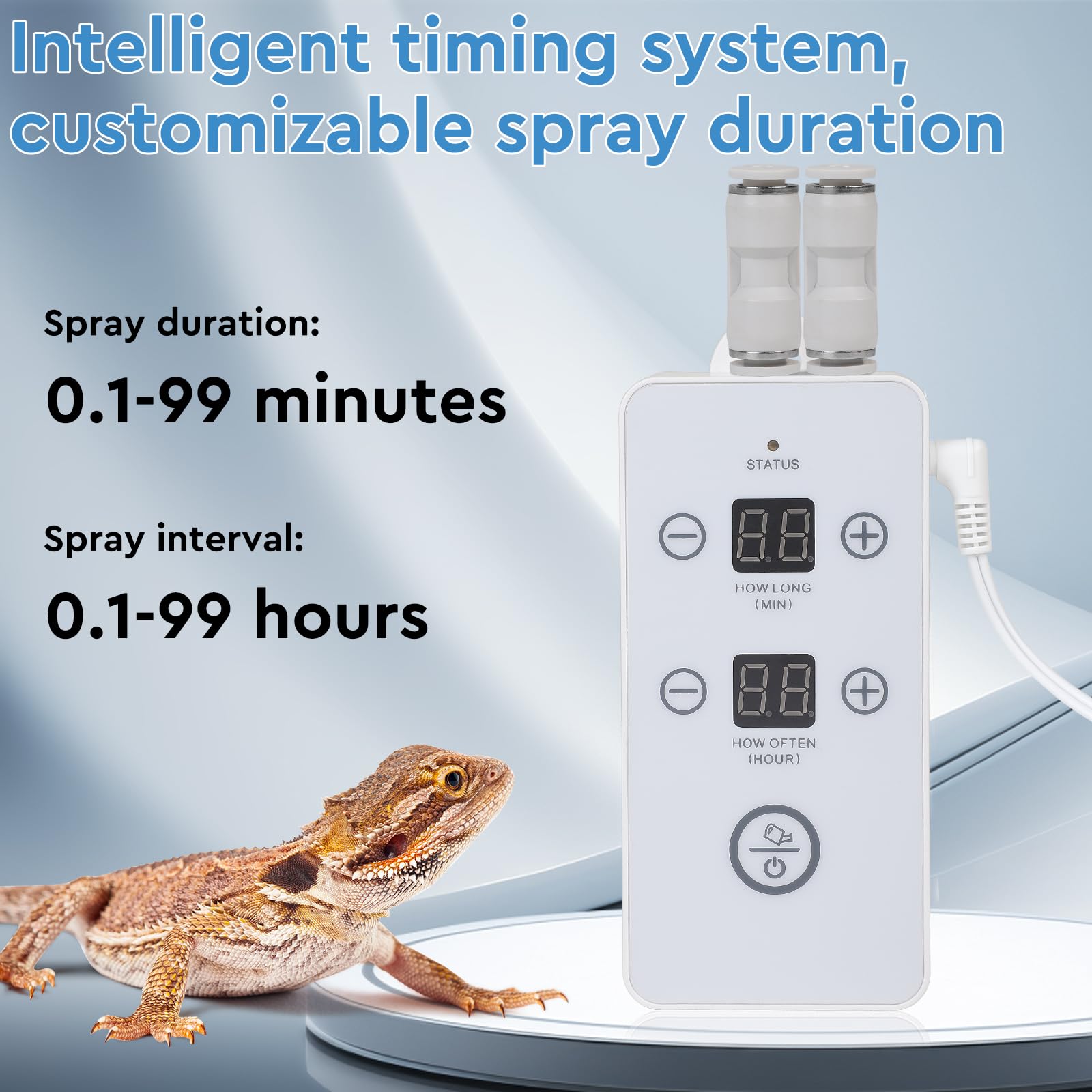 CPROSP Sistema de Riego de Terrario, Humidificador de Reptiles con Temporizador y Cabezal Ajustable de 360°, Nebulizador Reptiles para Reptiles, Anfibios, Plantas y Flores