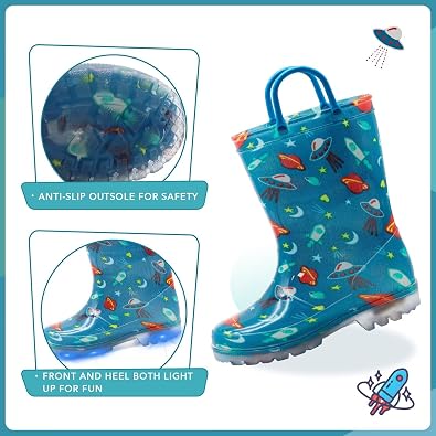 EUXTERPA Light Up Wellies for Kids, Boys Girls Wellington Boots