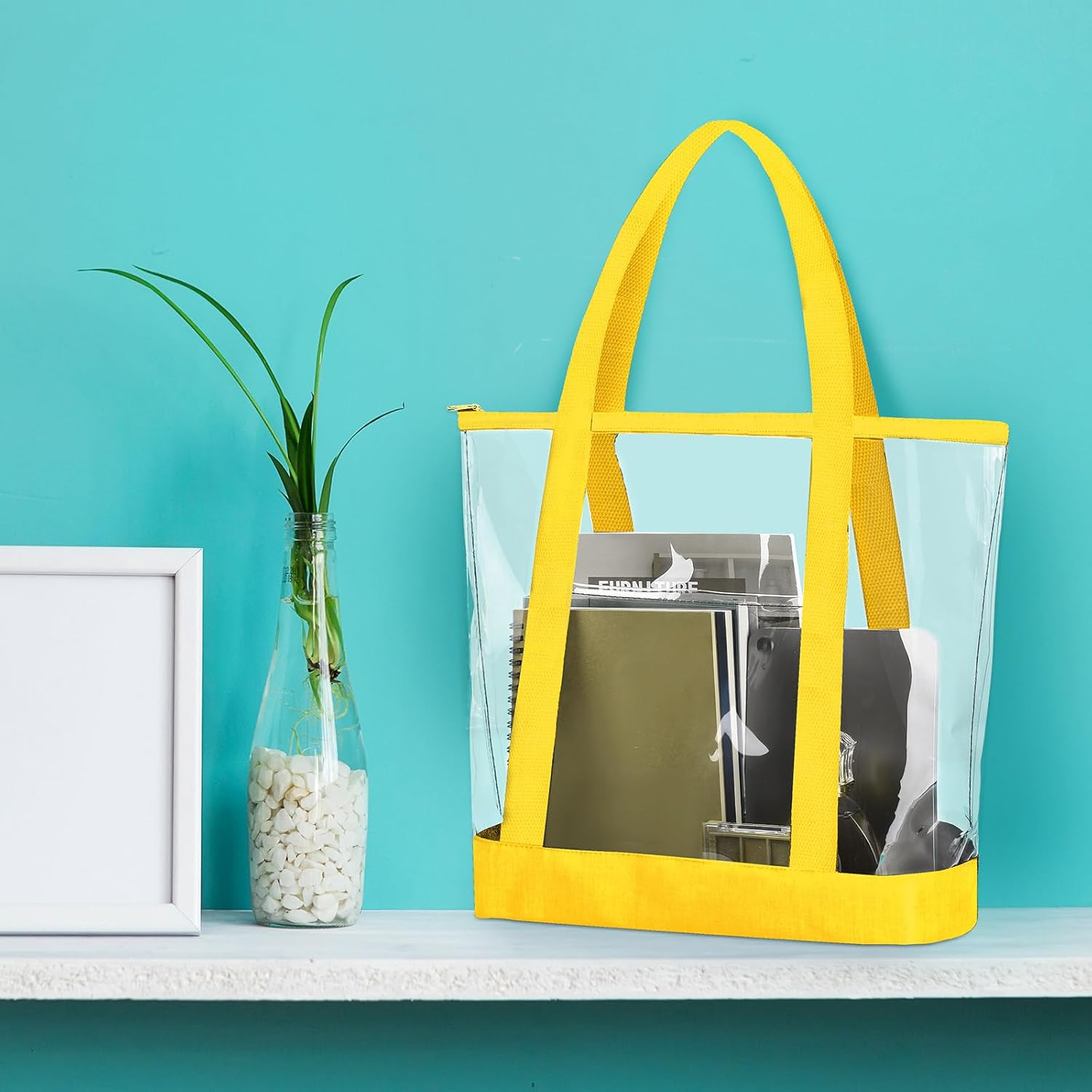 Reginary 8 Pcs Clear Tote Bags Shoulder Handbag Security Approved See Through Bag with Zipper Closure for Sport Event Travel