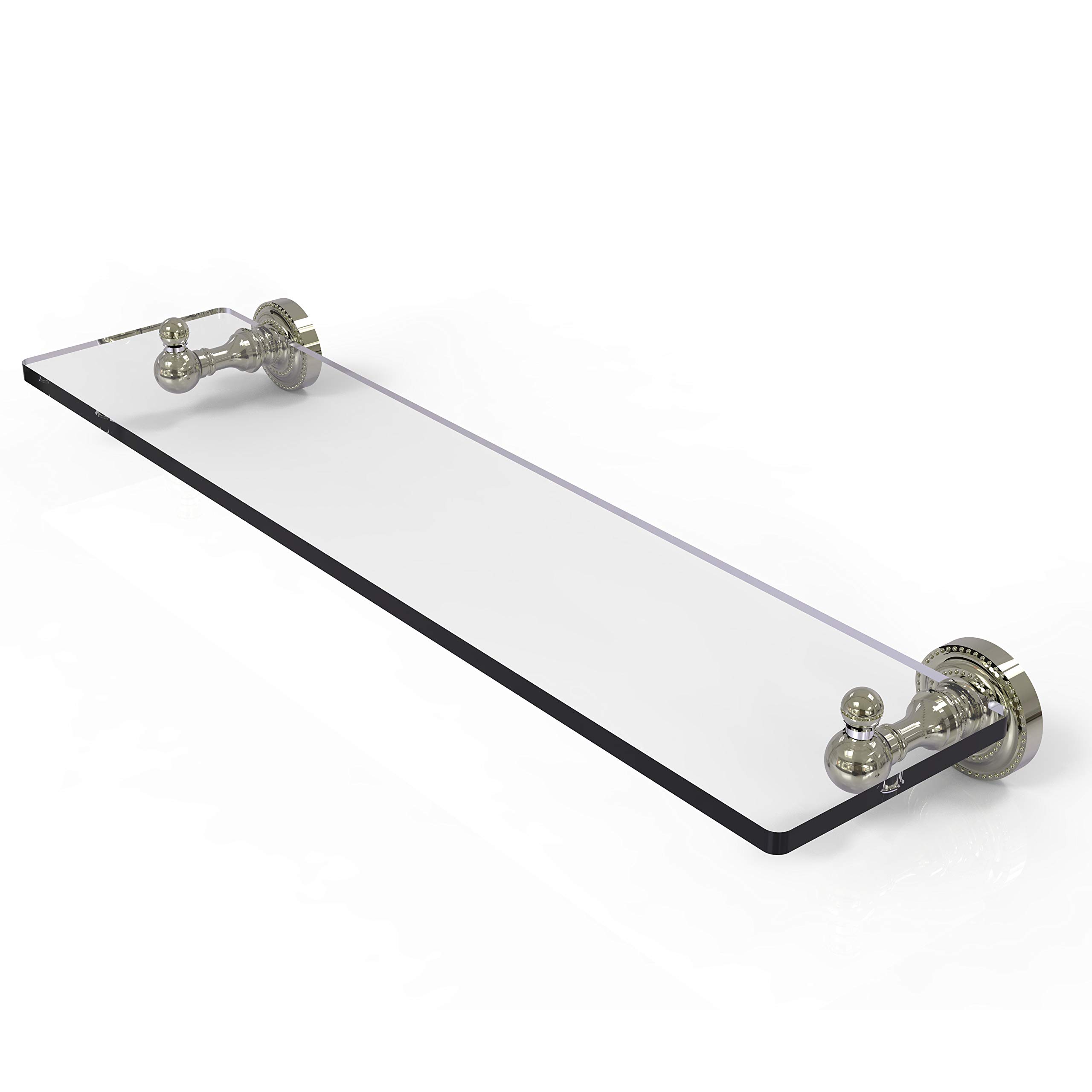 Allied Brass DT-1/22-PNI Dottingham Collection 22 inch Vanity Beveled Edges Glass Shelf, 22-Inch, Polished Nickel