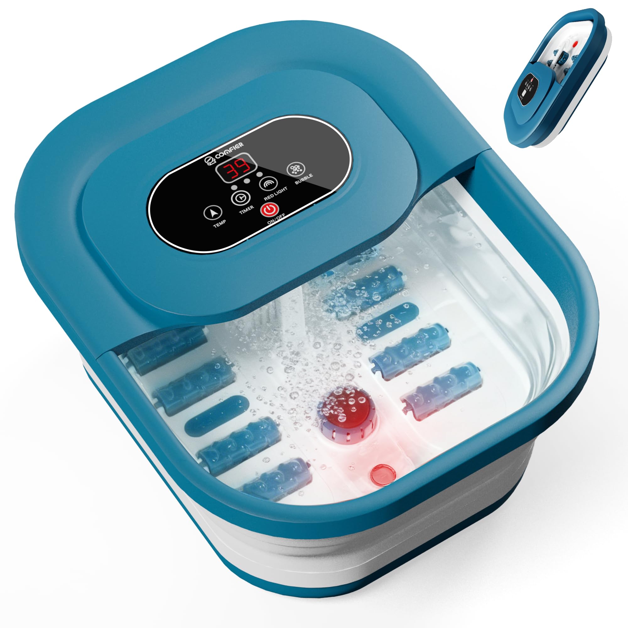 COMFIER Baño de pies con función de masaje, masajeador eléctrico con temporizador, bañera de pies con ajuste de temperatura, masajeador de pies con agua, regalo para hombres Global Recycled Standard Global Recycled Standard Global Recycled Standard