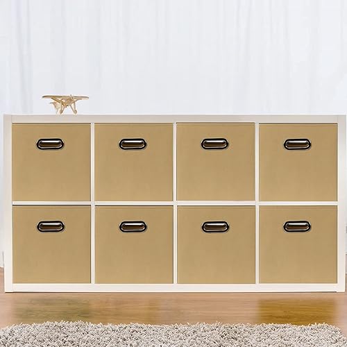 Miniatura 7 de SEVENDOME Contenedores de almacenamiento de tela de tela, organizador de cubos de tela con asas dobles, cestas de almacenamiento plegables para el