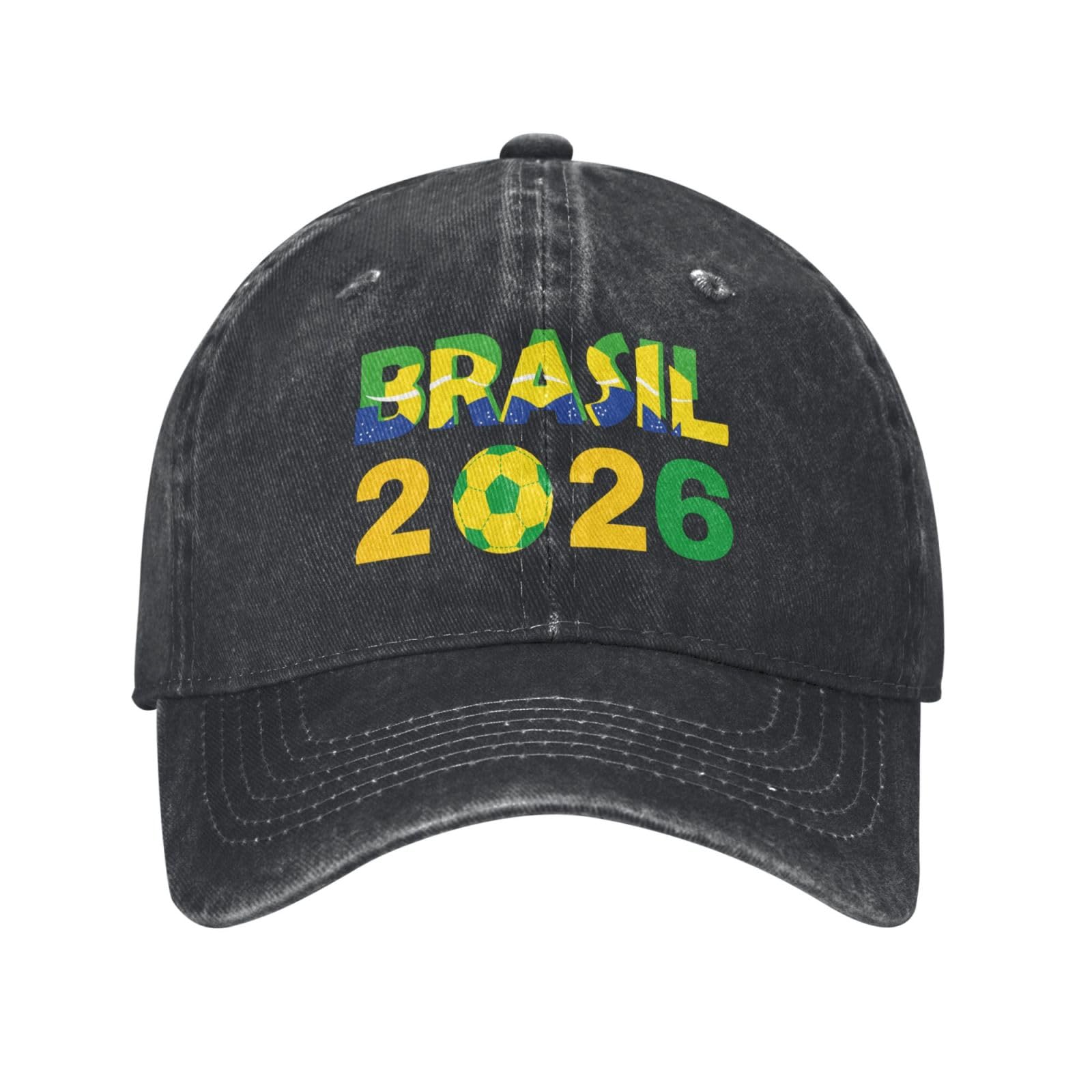 NLWQEKV Brasil 2026 hat Brazil 26 Brazilian Flag Soccer Football Supporters Retro Cap Black