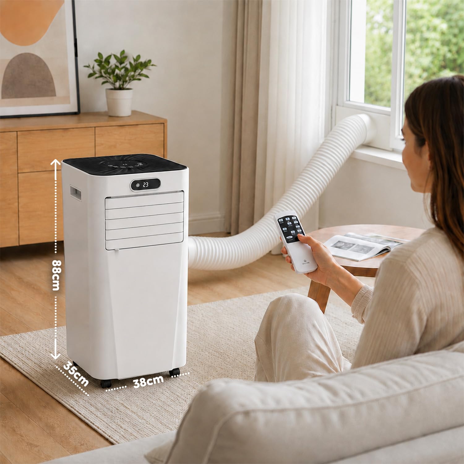 Wintem Nuvelle A010L Climatiseur Portable 9000 BTU Wi-Fi – Climatiseur Portable Chaud/Froid Classe A, Surface 18 m², Minuterie, Contrôle Smartphone, Silencieux