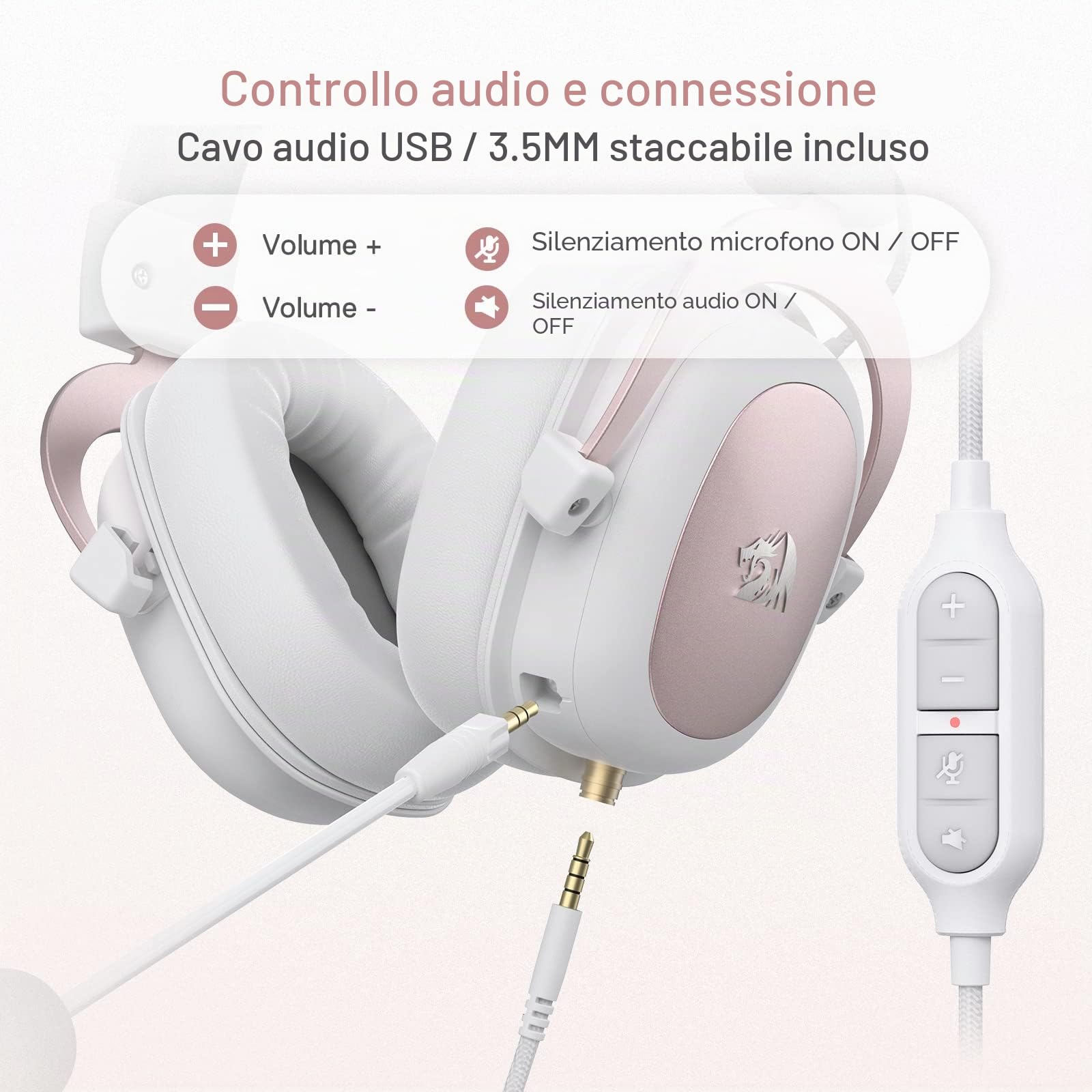 Redragon H510 Zeus Cuffie Gioco Cablato 7.1 Memory Foam | cuffie gioco cablate audio 7.1 surround cuscinetti memory foam microfono rimovibile multipiattaforma PC PS4 Xbox NS