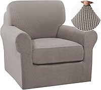 Vista 40 de Turquoize - Fundas de sillas de 2 piezas, fundas de sofá, funda de sillón con reposabrazos, protector lavable para sillas, tela jacquard gruesa Cian