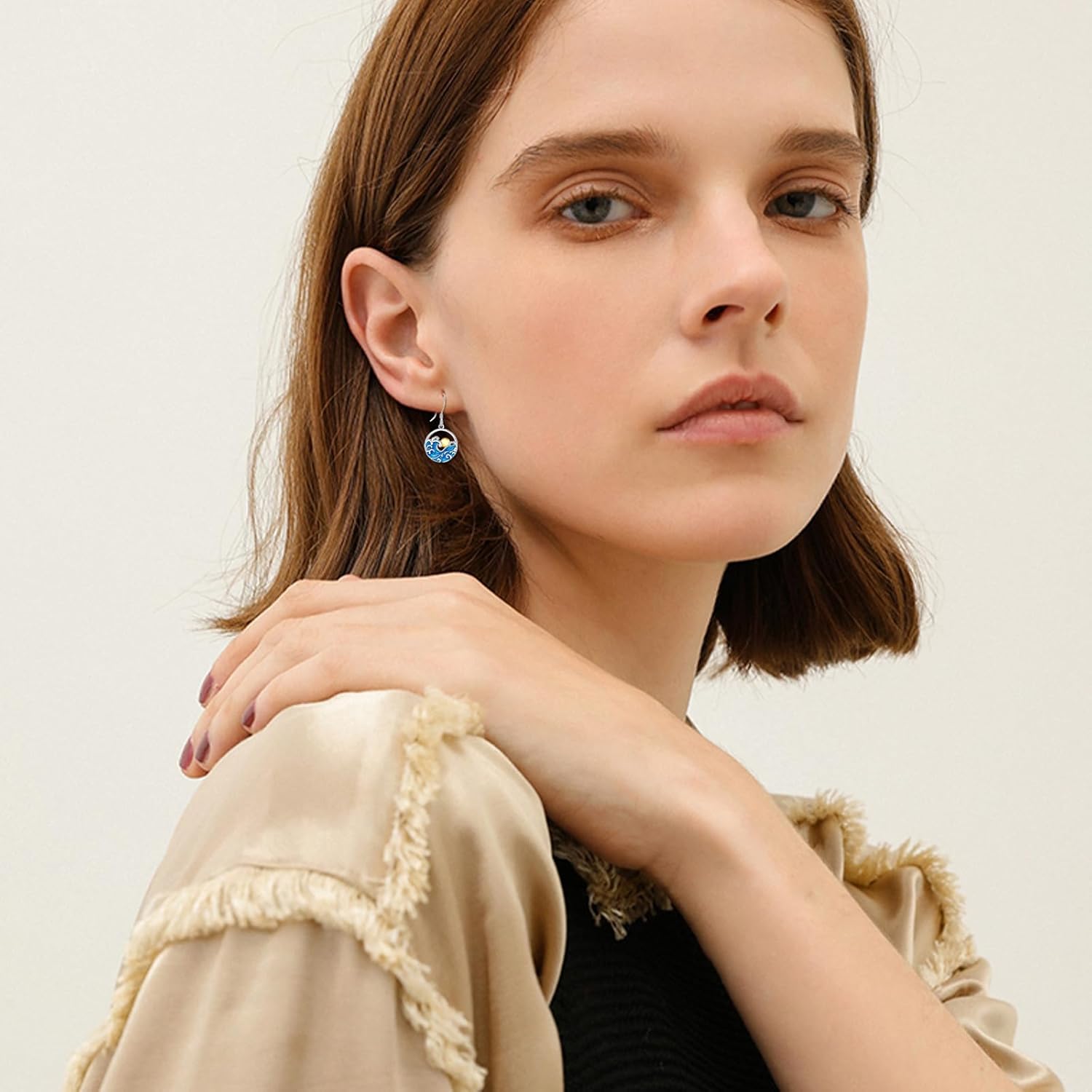 Wave Earrings for Women 925 Sterling Silver Ocean Wave Dangle Earrings Ocean Jewelry Beach Gifts for Women