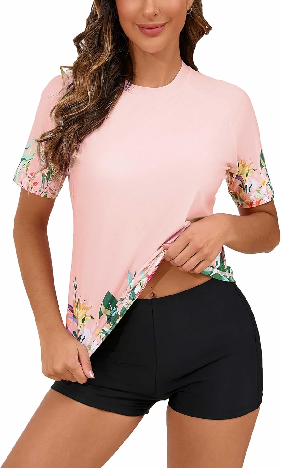 Pink Floral Shrubs/ Padded Top