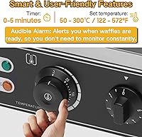 Vista 6 de Máquina de gofres comercial, máquina de gofres antiadherente, máquina de gofres para restaurante que hace gofres individuales con controles