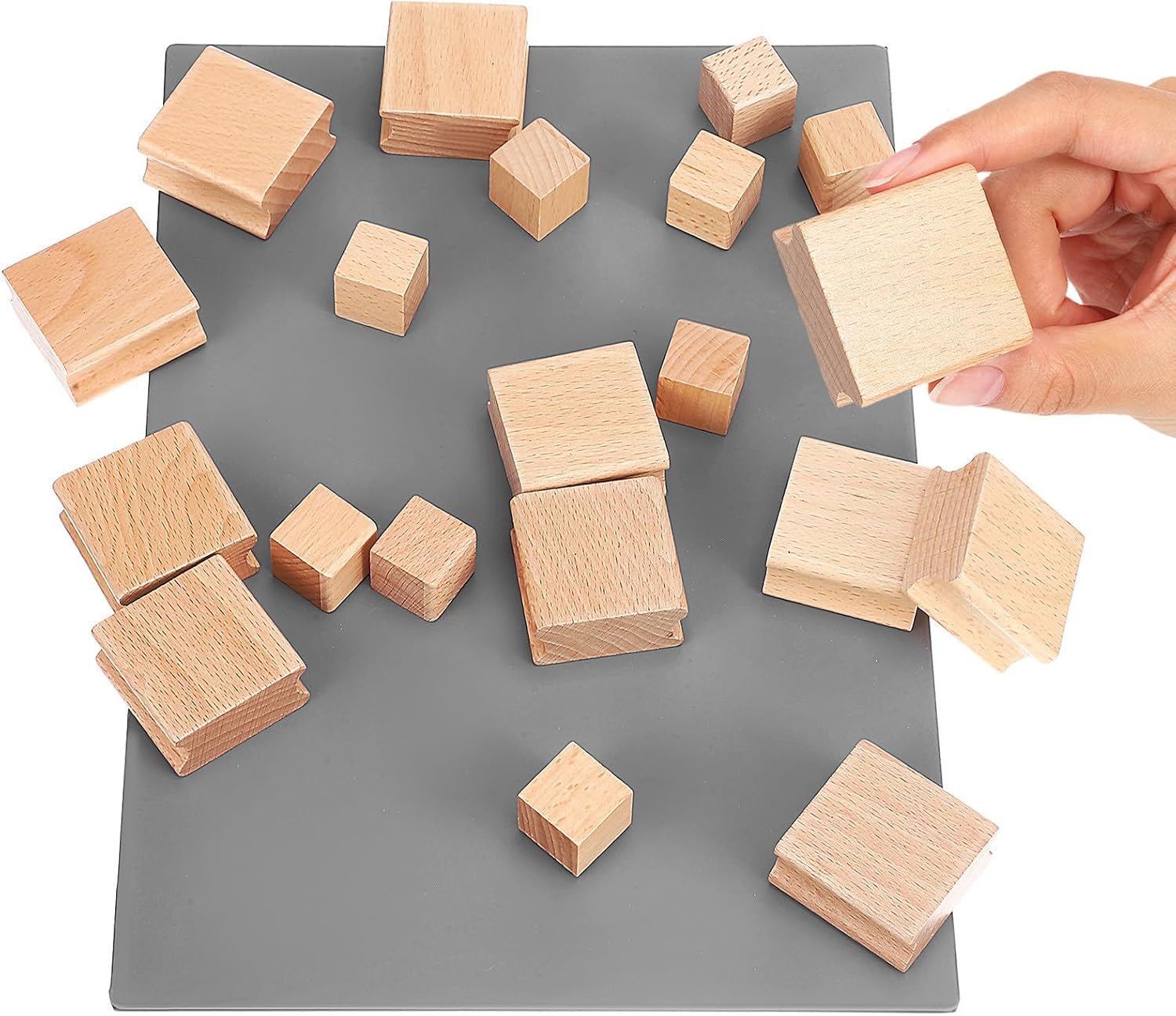 20pcs Hard Wood Stamp Set of Cubes for DIY Craft Projects