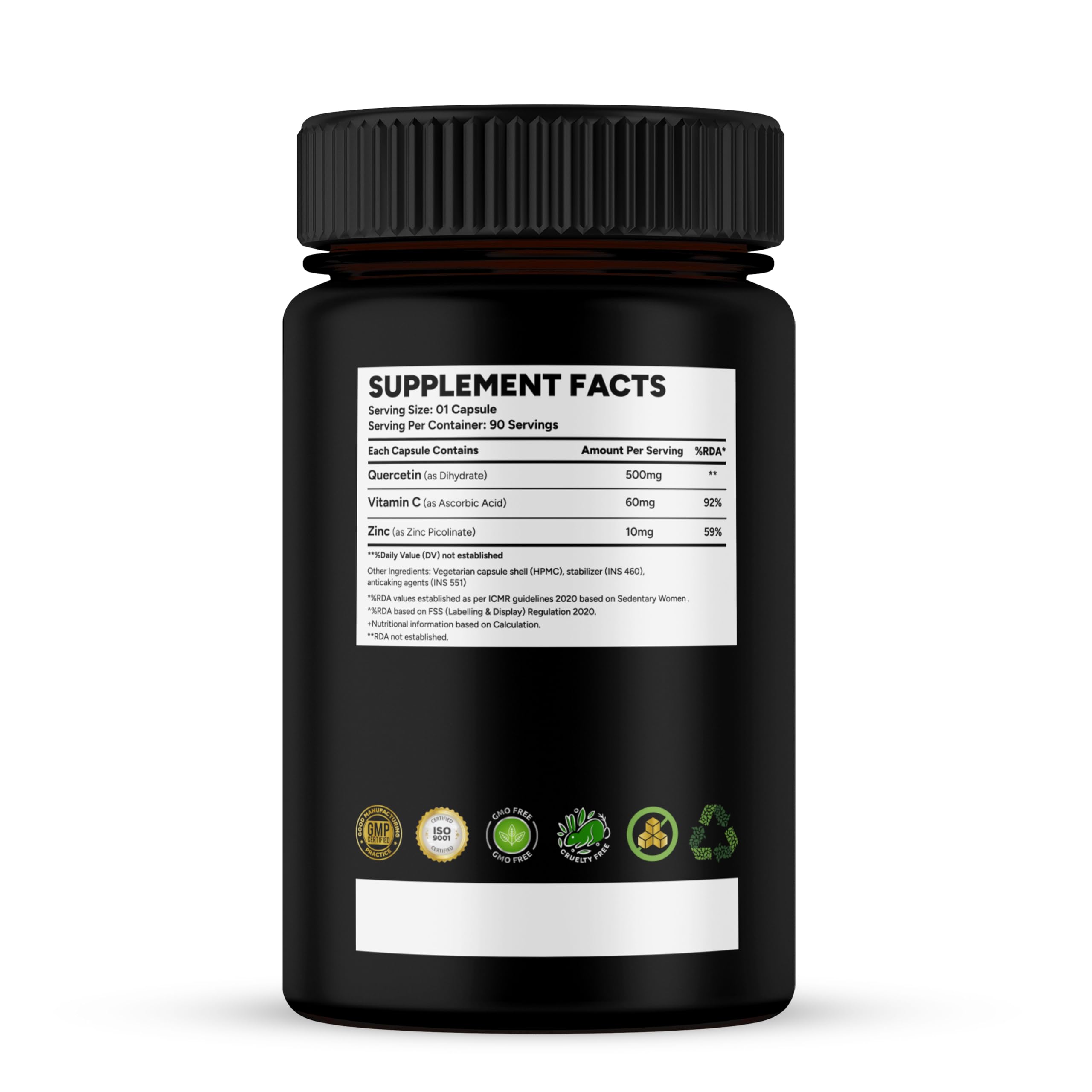 UJANA Quercetin with Vitamin C & Zinc | Antioxidant Support | 90 Veg Capsules (PC-2)