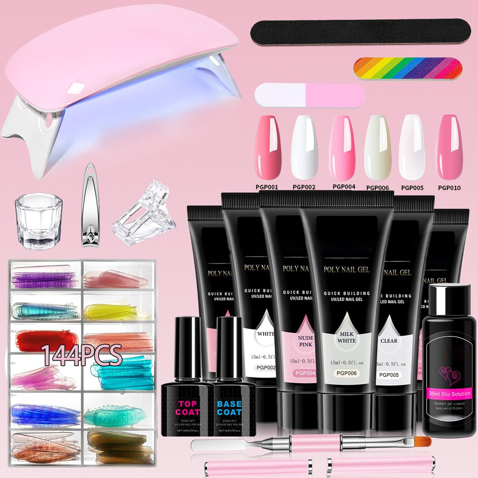 Kit Gel per Ricostruzione Unghie Strumento Manicure Leggero e Portatile | Gel Top per Estensione Unghie Ideale per Viaggi, Lavoro, Casa, Attività Estive e Scuola