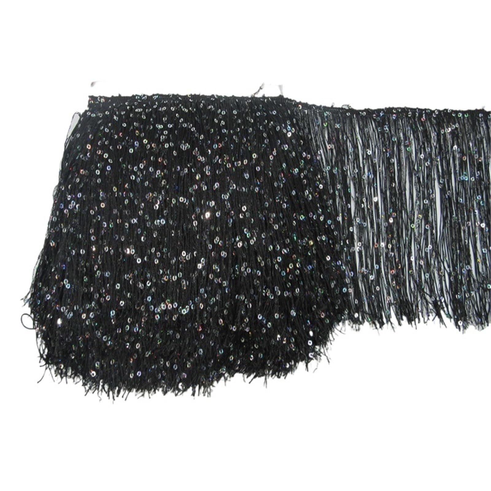 Tassel Fringe Trim 1 Yard 20CM Long Polyester Sequins Tassel Fringe Lace Trim Ribbon Sew Latin Dress Stage Garment Curtain Accessories(Color4)