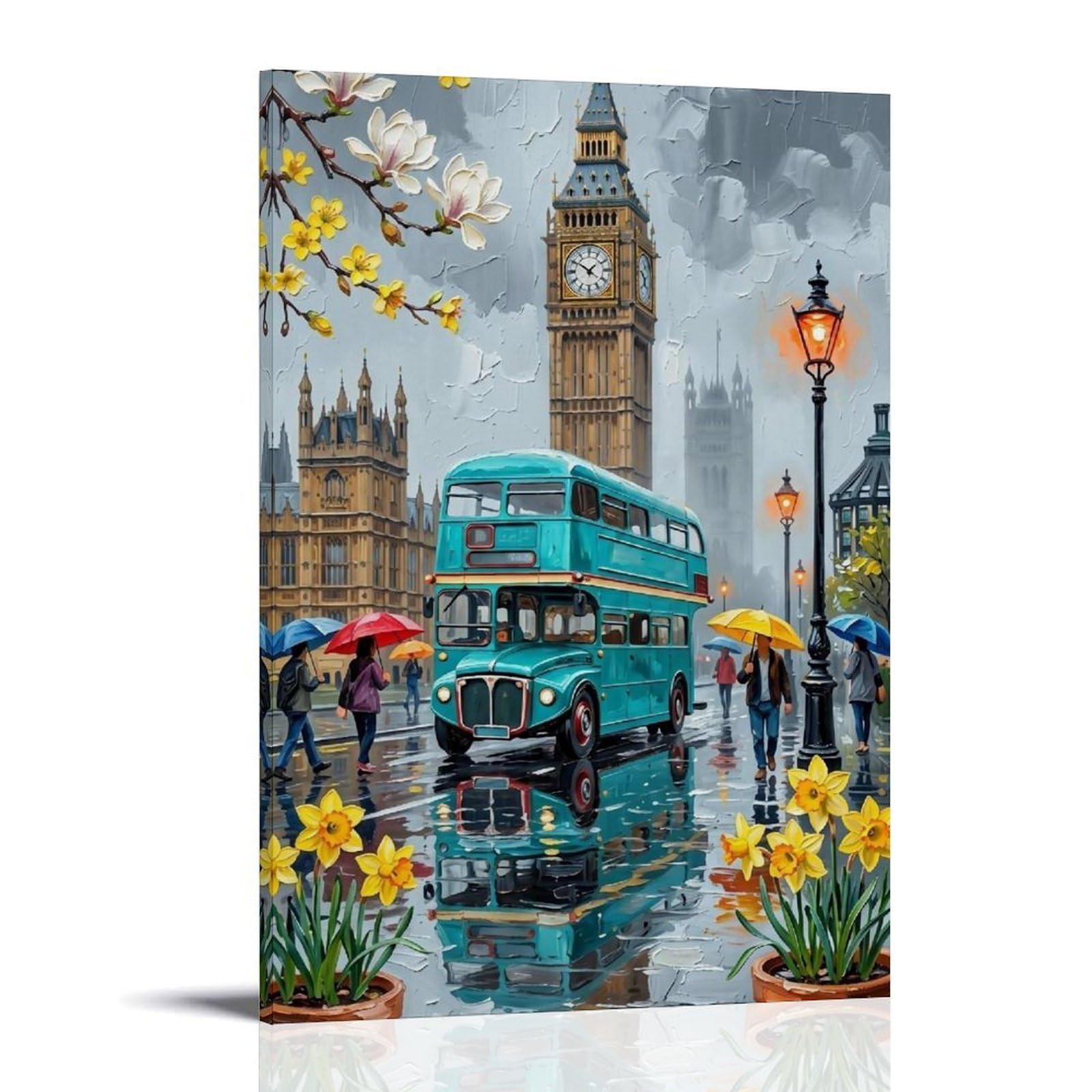 HUERYRYHY Beautiful London 02 Poster Wall Art Canvas Vintage Aesthetic Painting Decor for Rooms 24x36inch Frame-style