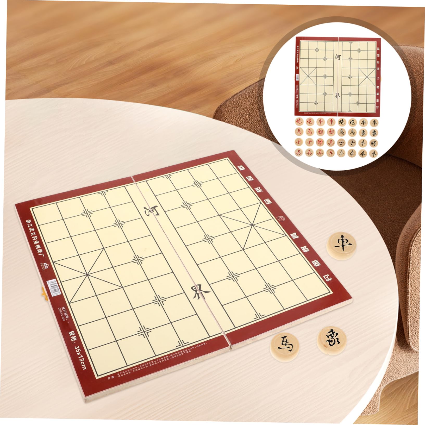 TOYANDONA Tablero de Ajedrez Chino Adecuado para Guardar y Ahorrar Espacio de Madera Plegable con Almacenamiento Integrado y Caja para Piezas Temático de Fantasía Juego de Mesa de Viaje