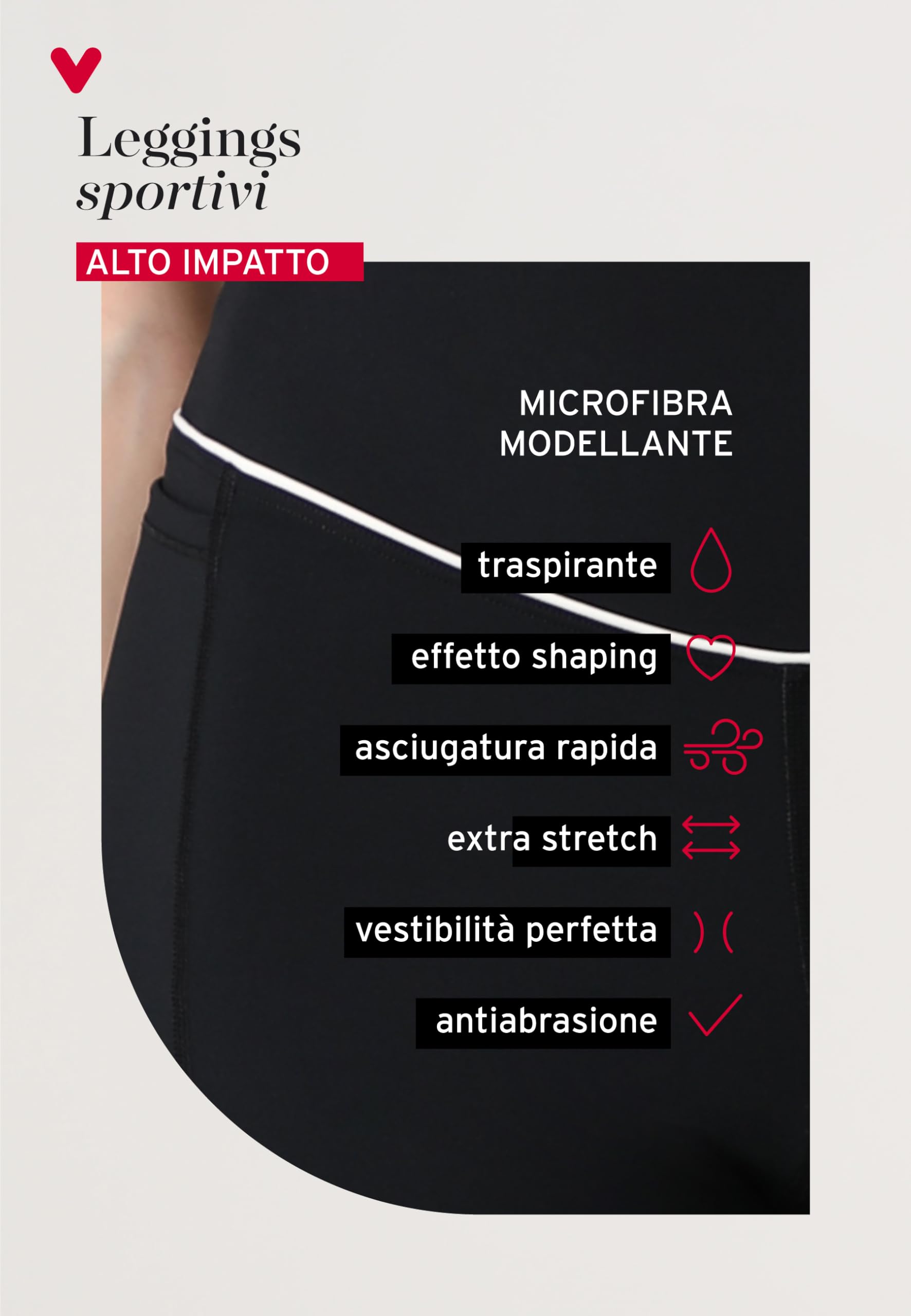 Lovable - Sportivi in Microfibra Modellante - Vita Alta Effetto Push-up E Controllo Pancia per Pilates, Palestra - Active Comfort, Leggings Donna