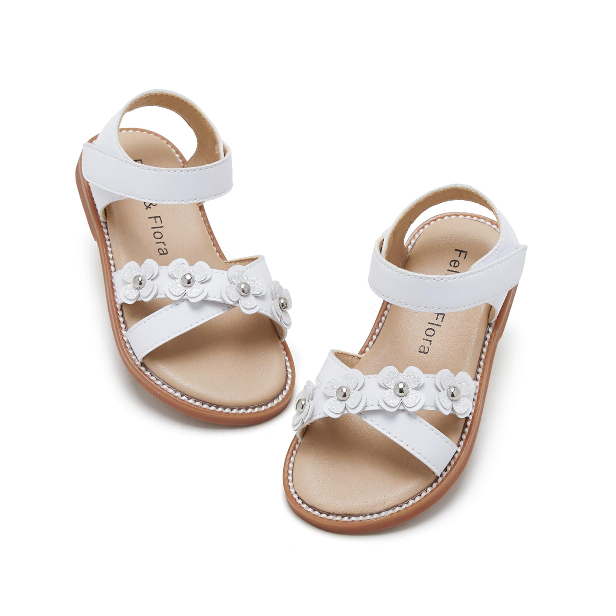 Felix & Flora Toddler Girls Sandals Soft Rubber Flats Summer Baby Flower Girl Shoes.