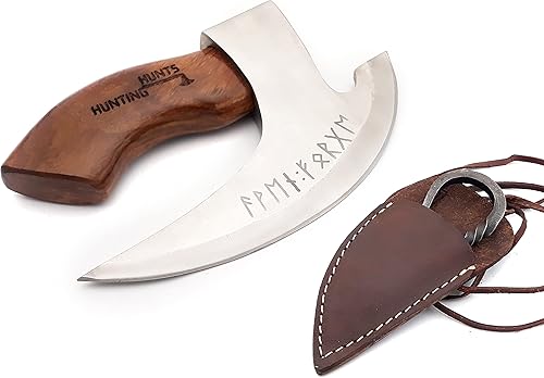 Miniatura 5 de HH-HK-001 - Cortador de pizza vikingo hecho a mano con mango de palisandro, hoja de hacha de acero al carbono súper afilada, cuchillo de cocina