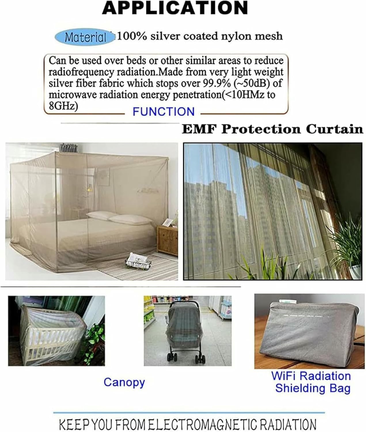 Faraday Fabric, 1.5 M Width Width Protection Fabric EMF with an EMF Blocker Silver, Radiation Blocker, to Create EMF Canopy, Curtain ~/