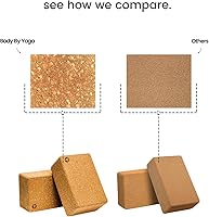 Vista 4 de Cork Yoga Blocks 2 Pack – High Density Non Slip with Select Cork Grain for Chip-Resistant Durability Extra Thick 4” for Support & Stability
