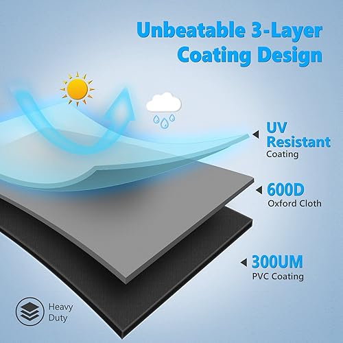 Miniatura 7 de HomWanna Cubierta de parrilla de 52 pulgadas  Cubierta superior para parrillas Weber Spirit 300 Series  600D al aire libre cubierta impermeable