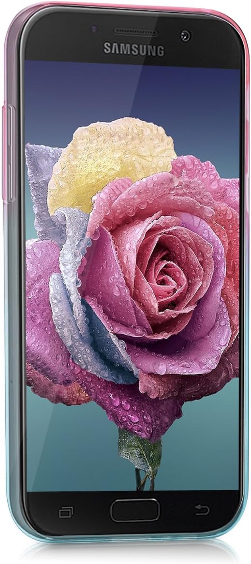 kwmobile Case Compatible with Samsung Galaxy A5 (2017) - Case Transparent Gradient Phone Cover - Bicolor Dark Pink/Blue/Transparent