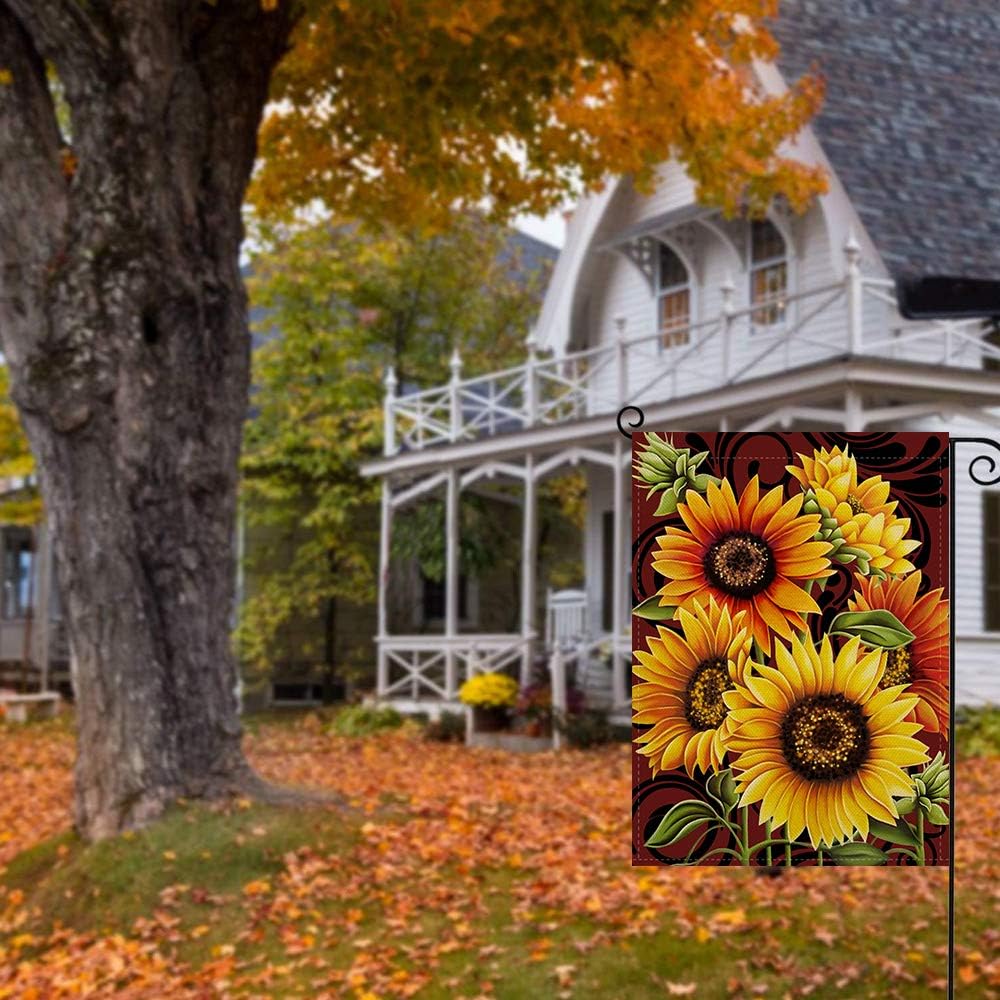 Artofy Home Decorative Sunflowers Garden Flag, Summer Fall House Yard Outdoor Welcome Decor Autumn Vintage Outside Flower Decoration Sign, Farmhouse Seasonal Small Burlap Flag Double Sided 12 x 18 - Image 5