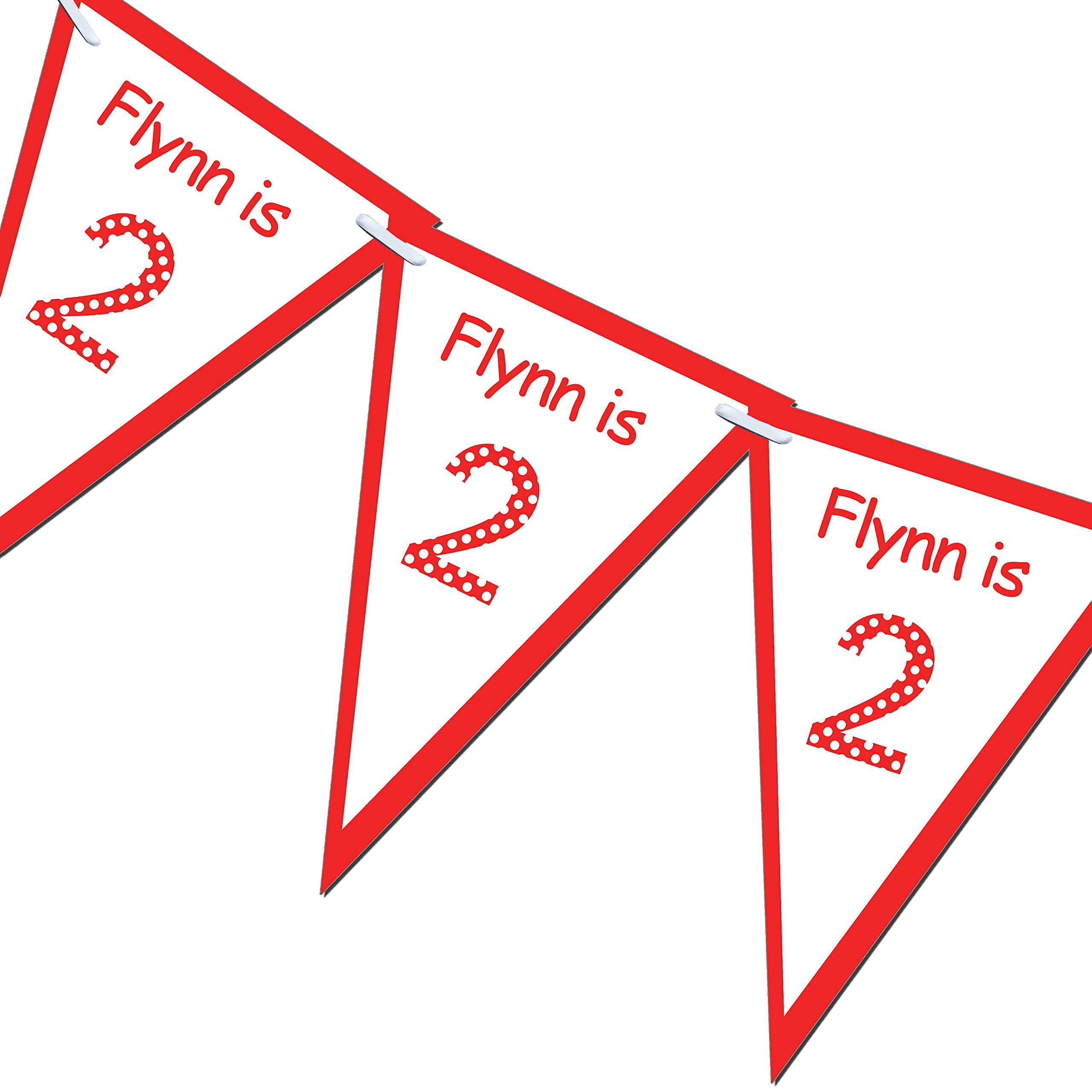 Personalised Birthday Flag Banner Bunting Flags inc ribbon 1st/ 2nd/ 21st/ 18th/ 16th/ 30th/ 40th/ 50th/ 60th No. (Red)