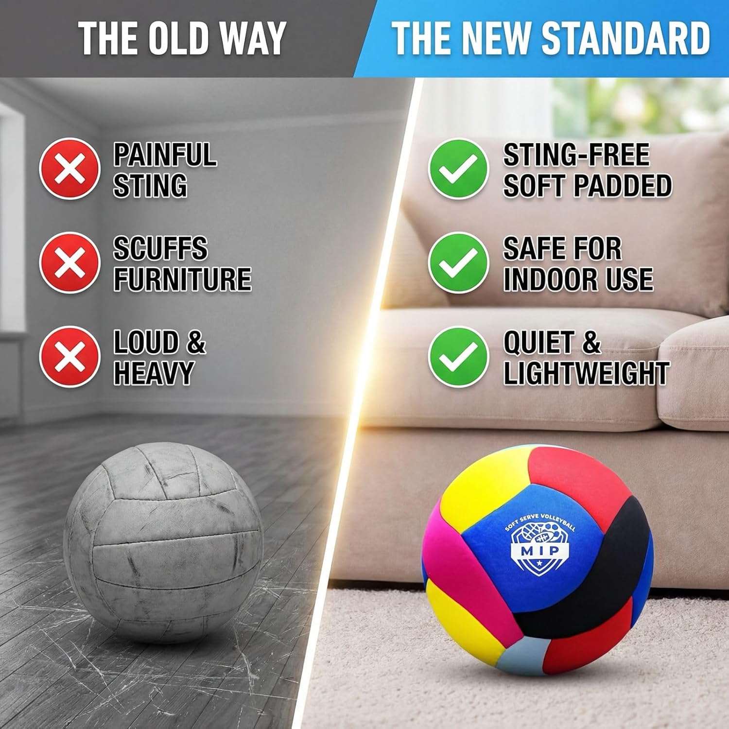 MIP SoftServe Indoor Volleyball – Lightweight Padded Ball for Kids. CPC Certified for Toddlers. No Sting. Real Bounce. Safe Indoor Play. Gentle on Furniture - Image 5