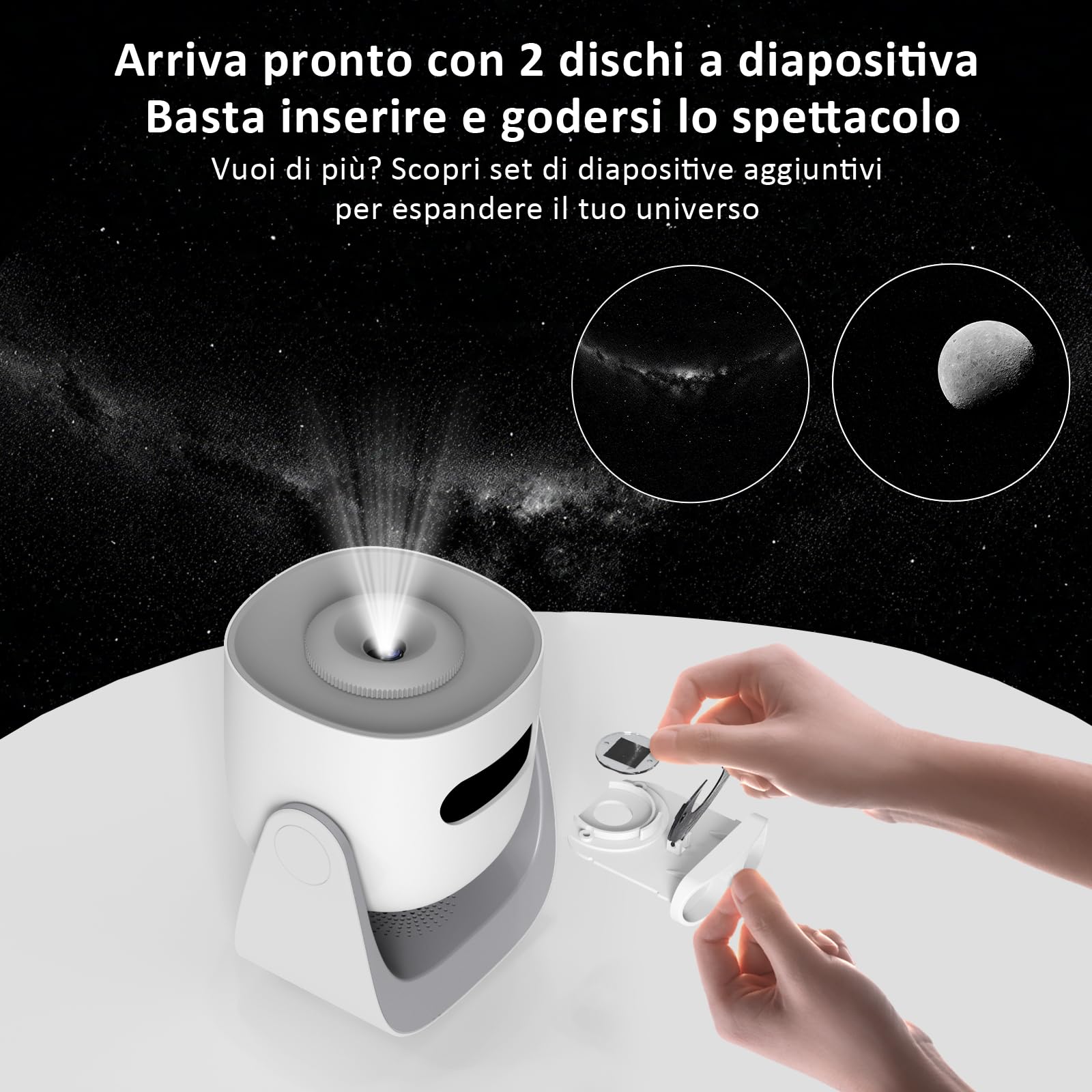 YUNRAY Proiettore Stelle Soffitto, Galaxy Projector Planetario Bambini Adulti, Proiettore Stelle con 2 Dischi & Timer, Proiettore Cielo Stellato per Camera Regalo Compleanno Natale