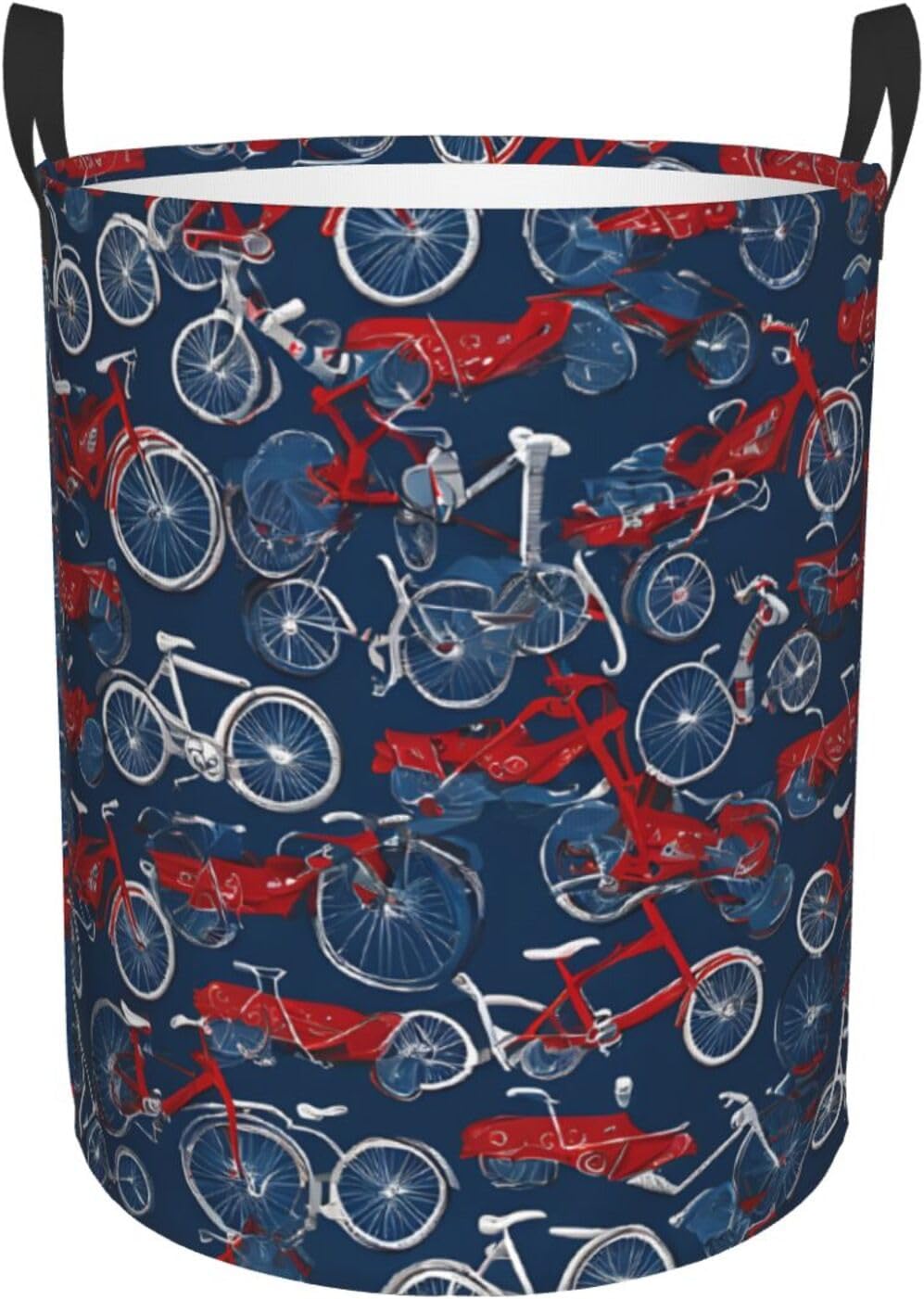 (Bikes Bicycle Cycling) Collapsible Circular Laundry Hamper Waterproof Oxford Fabric Clothes Basket with Handles Foldable Storage Bin for Bedroom Bathroom Dorm Toy Towel Blanket Organizer Medium
