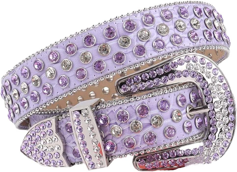 Pink Rhinestones Belt PU Leather Belt Girl Diamond Studded Belt