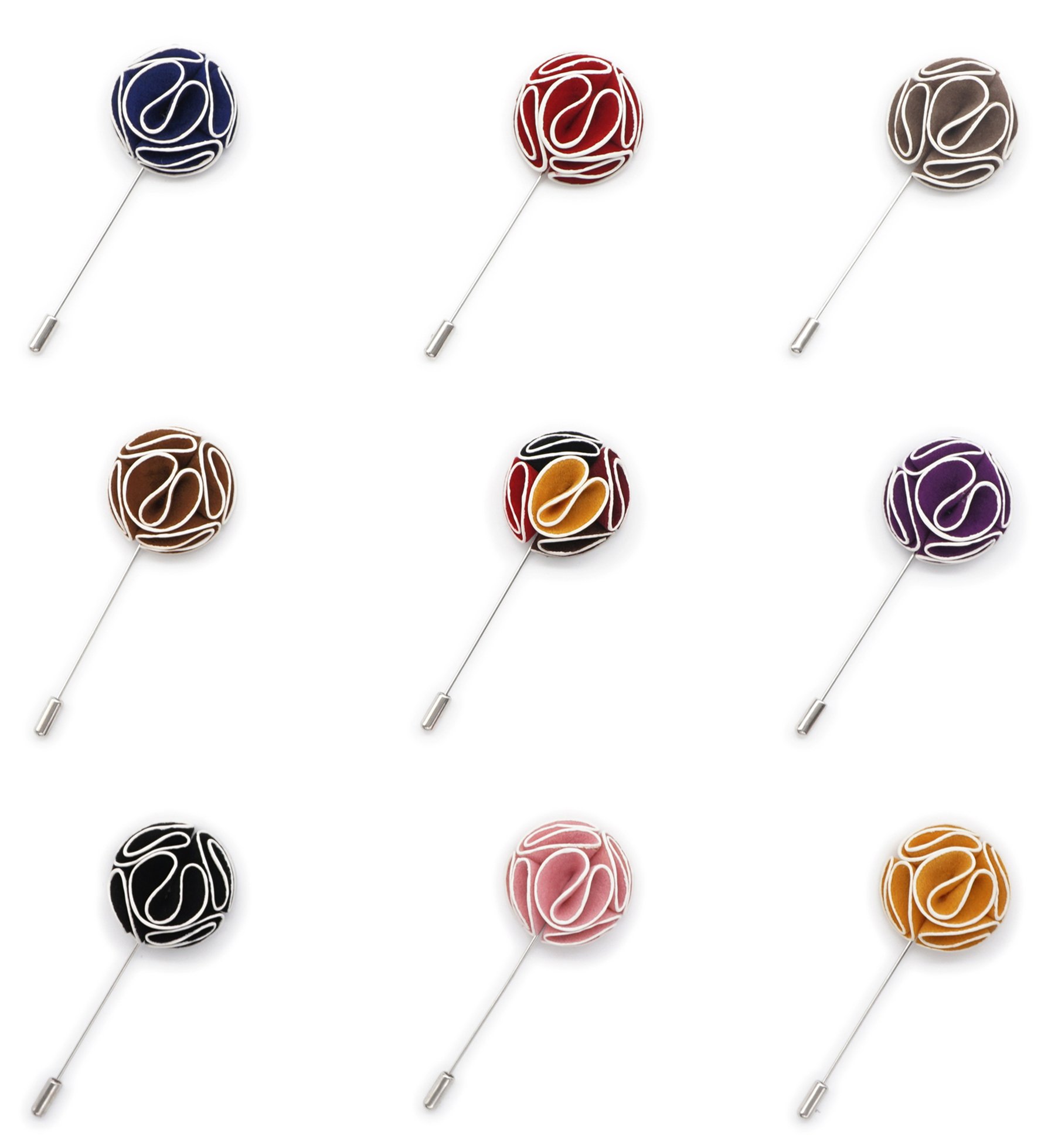 INNEE Handcrafted Lapel Flower 9pcs Boutonniere Pins in Clear Top Tin Box 9pcs Boutonniere Pins Handcrafted Lapel Flowers in Clear Top Tin Box by INNEE (Style C)