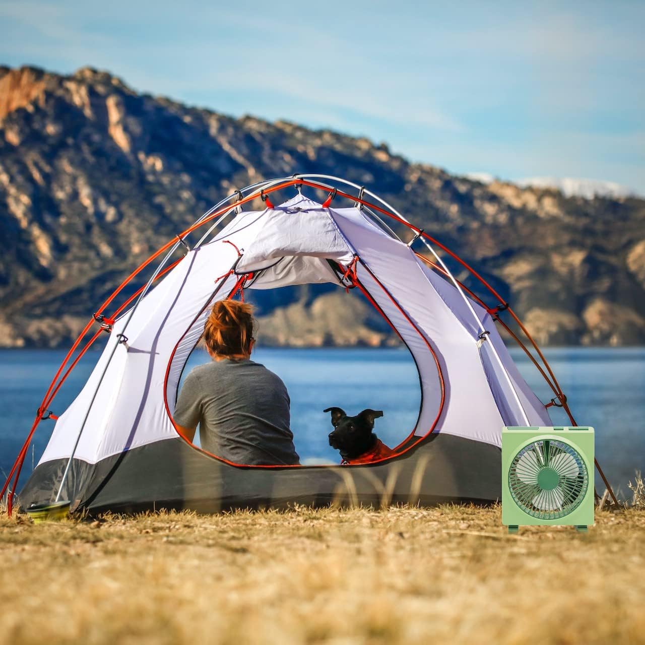 5V USB-Powered Fan Cooling Air Fan Powerful Fan with Three Speeds Retro Turning Fan with Motion Sensor Function Automitically On/Off for Office Computer Desk Student Dormitory Study - Green