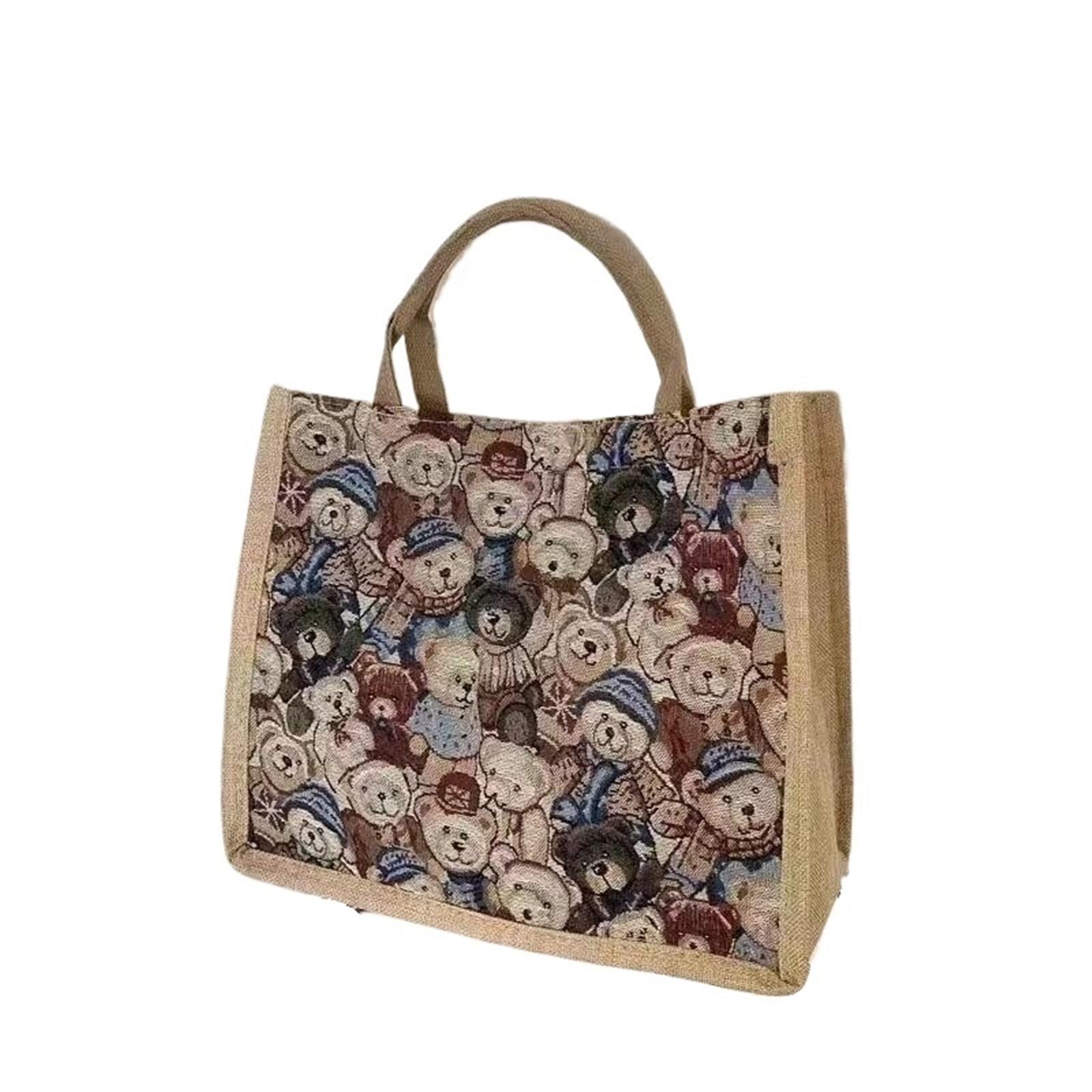Chaqlin Women's Linen Storage Tote Bag - Large Casual Shoulder Bag For Shopping, Beach, Work (34x42 Cm)