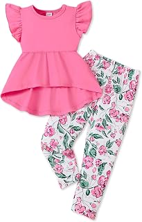 Doresbebe Toddler Girl Clothes Kid Fall Outfit Ruffle Sleeve Shirt Top Floral Pants Winter Clothing Set