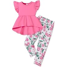 Doresbebe Toddler Girl Clothes Kid Fall Outfit Ruffle Sleeve Shirt Top Floral Pants Winter Clothing Set