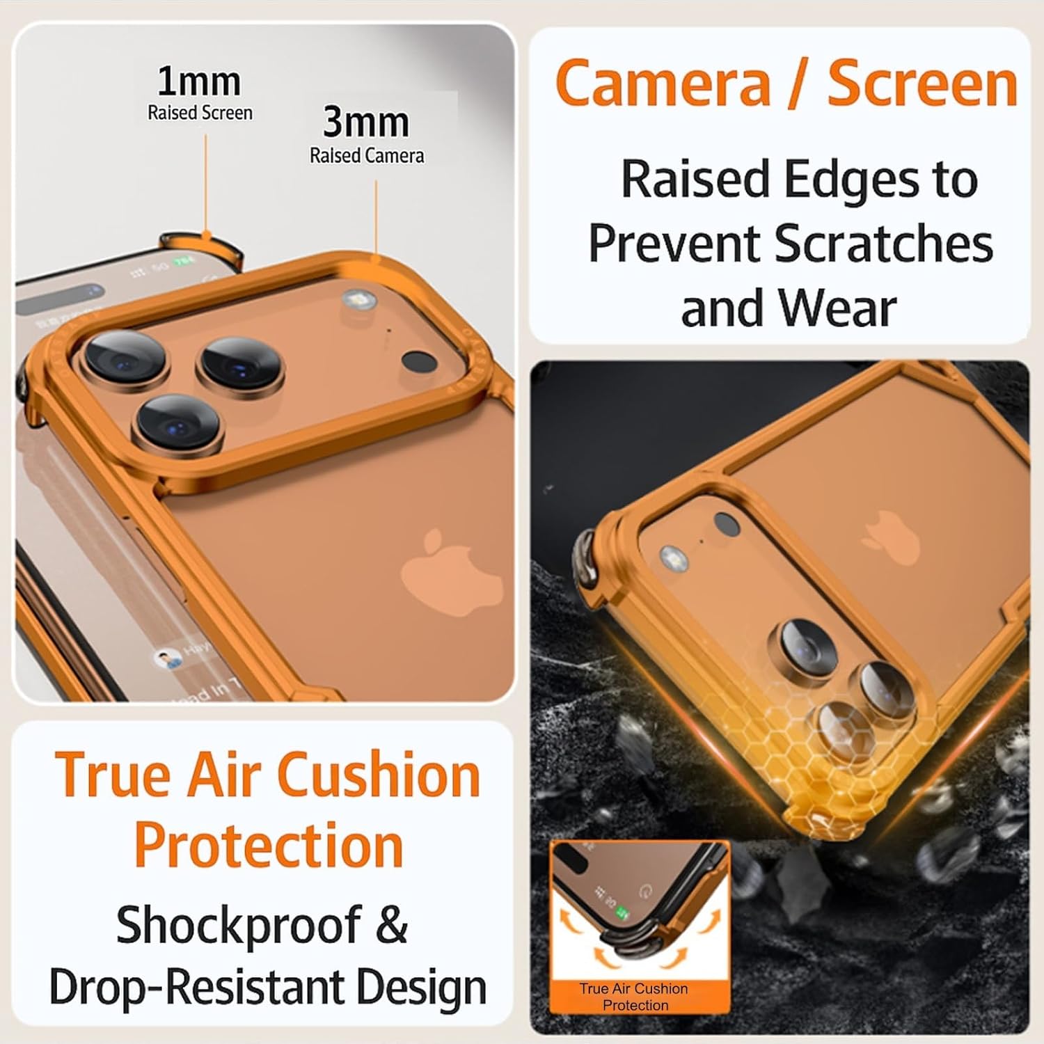 Metal Bumper for iPhone 17 Pro Max / 17 Pro / 17 Air — Slim Aluminum Frame, No-Back Design with Air-Cushion Corners, Heat-Dissipating Shockproof Protection, Easy Snap Fit(Black,17 Pro)