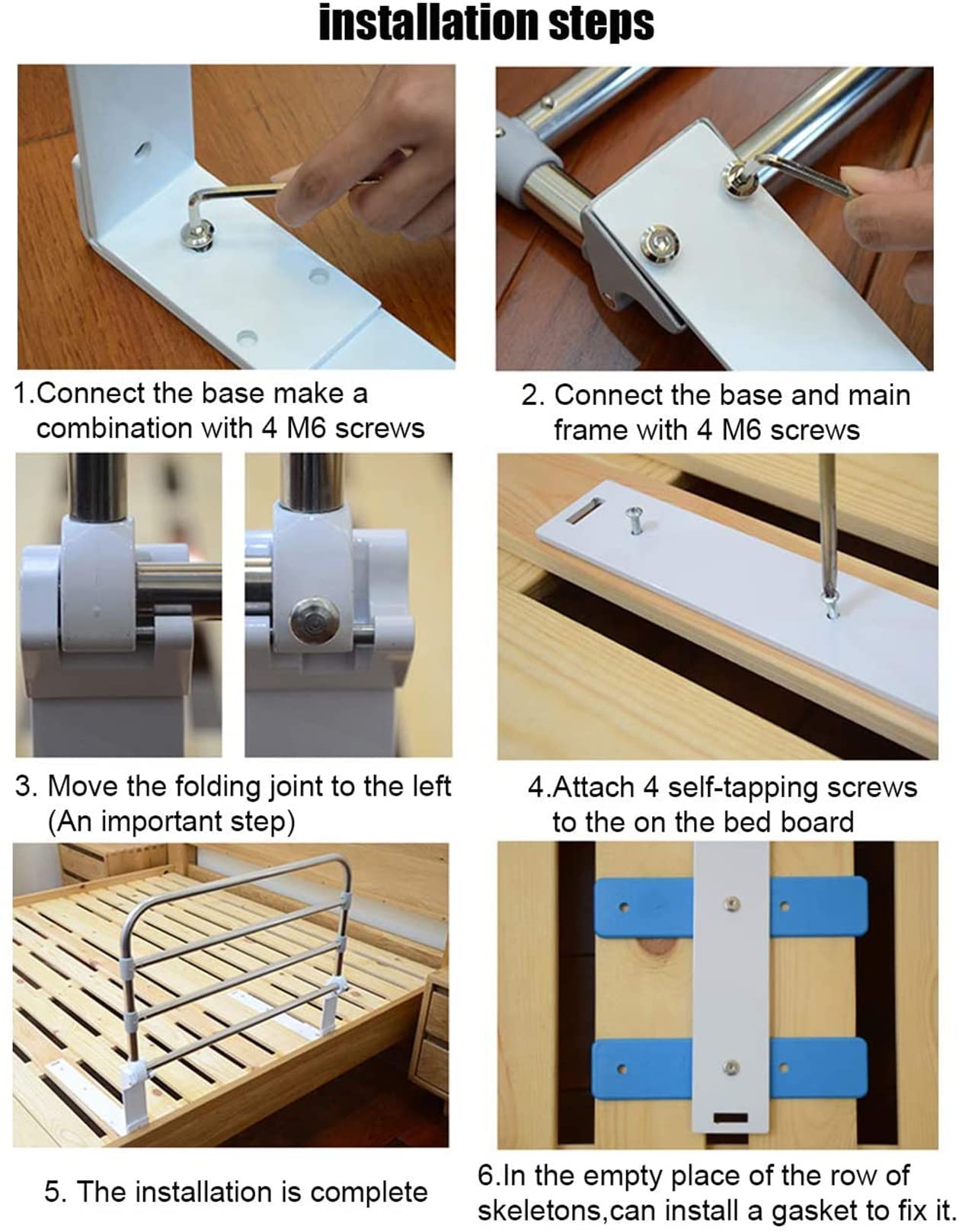 Sponda Letto di Sicurezza, Barra di Protezione anticaduta Pieghevole sul Comodino per Anziani Dispositivo di Assistenza in Piedi per Anziani, Adulti, Incinta, Handicap (60 cm)