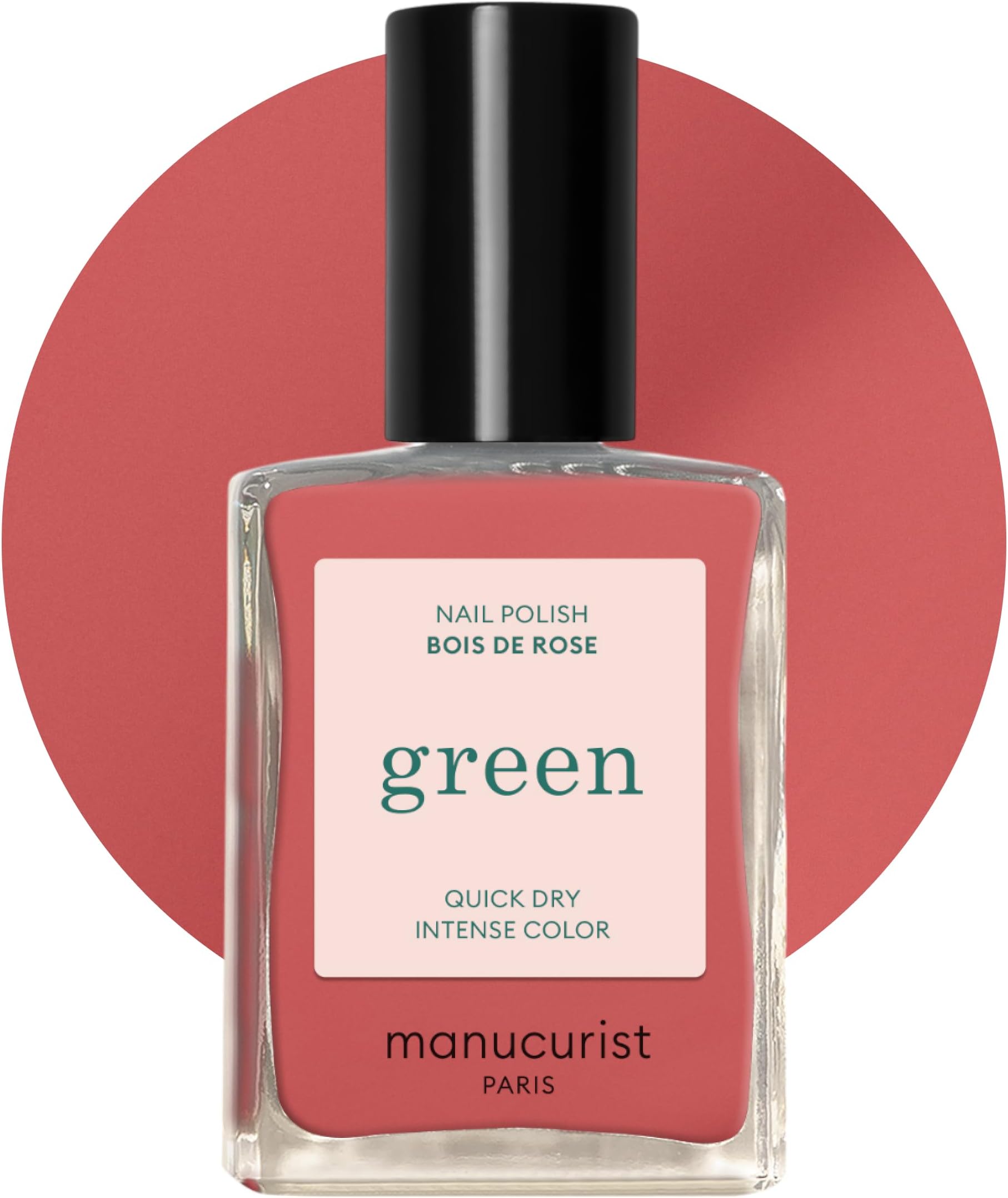 Manucurist Green™ Bois de Rose - Dusty Pink Nail Polish Quick Dry - Natural Classic Nail Varnish 9-Free - Vegan and Plant-Based - Manicure & Nails Care - 15 ml