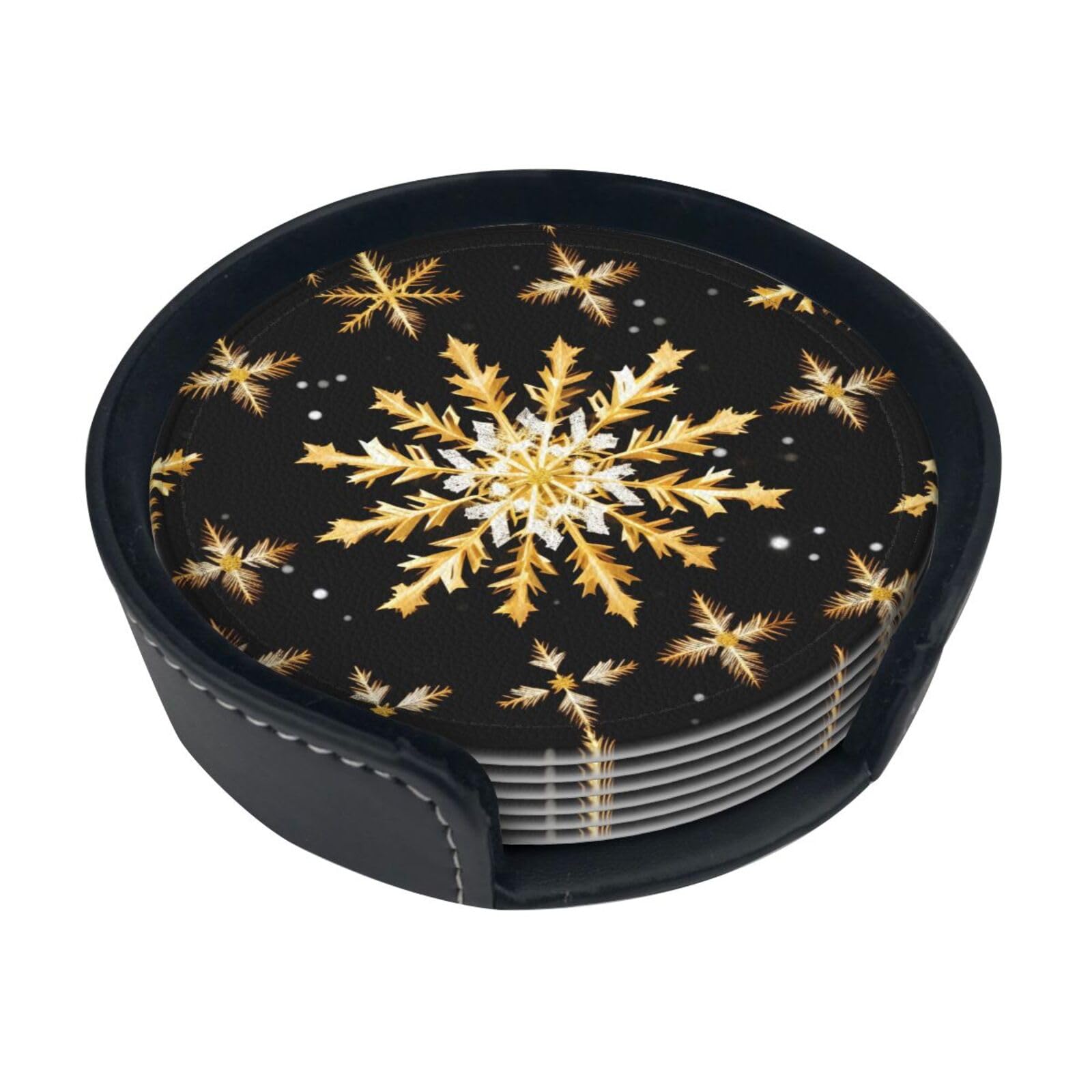 Dessous de verre en polyuréthane flocon de neige doré pour décoration d'intérieur lot de 6